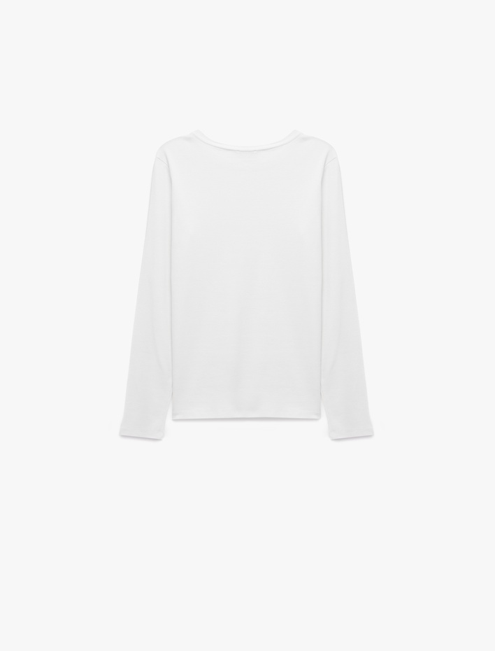 Kız Çocuk Pamuklu Slim Fit Uzun Kollu Bisiklet Yaka Basic Tişört