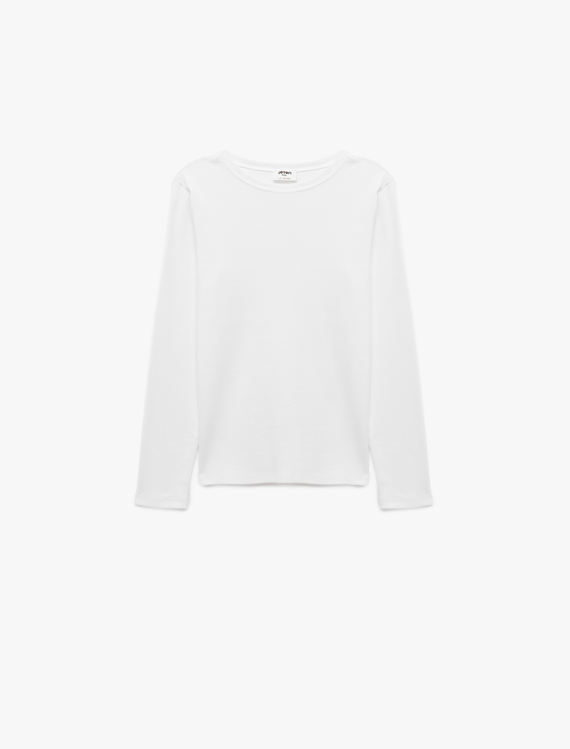  Kız Çocuk Pamuklu Slim Fit Uzun Kollu Bisiklet Yaka Basic Tişört