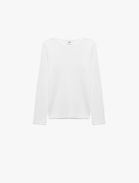 Pamuklu Slim Fit Uzun Kollu Bisiklet Yaka Basic Tişört