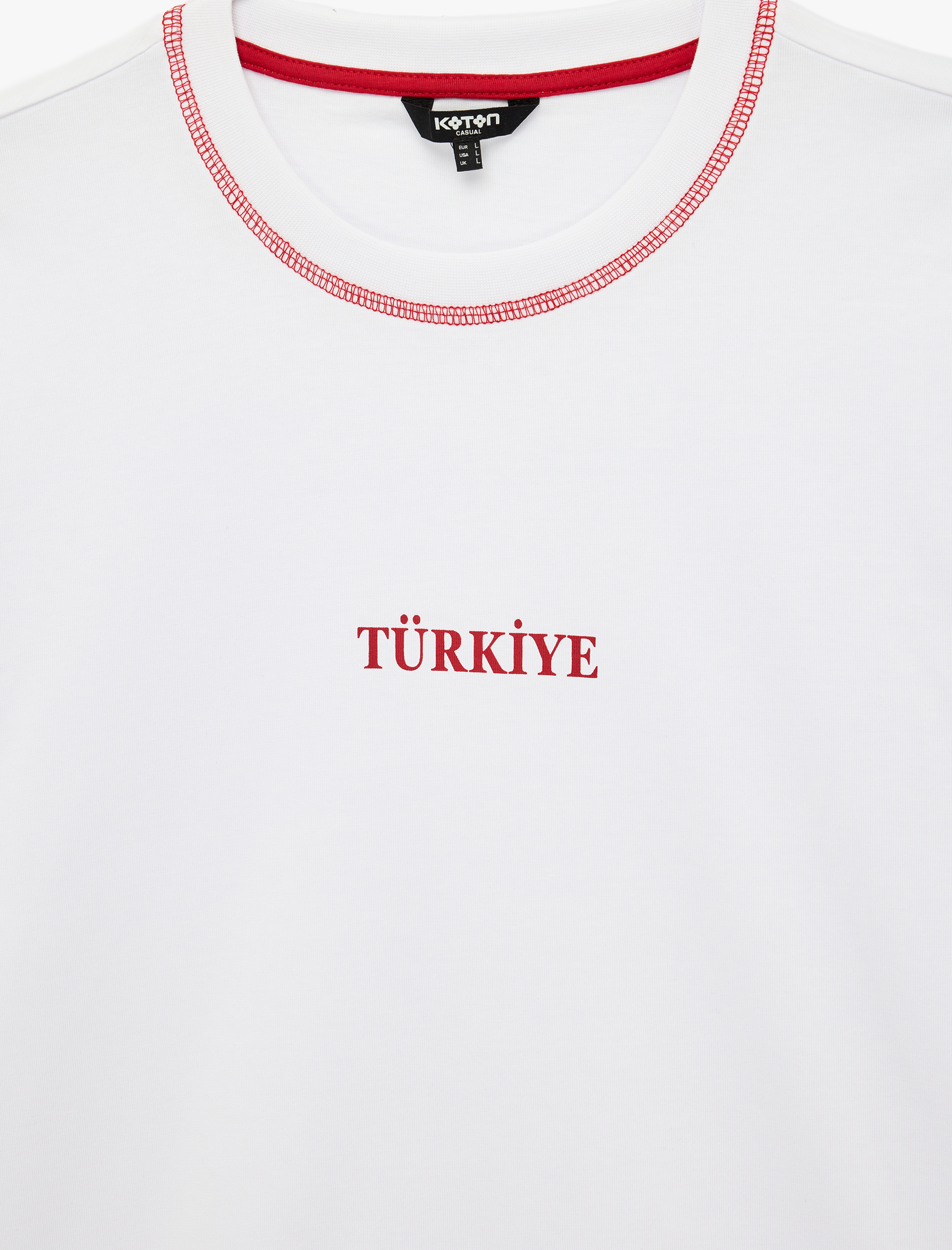   Kısa Kollu Dikiş Detaylı Bisiklet Yaka Pamuklu Oversize Futbol Temalı Baskılı Tişört