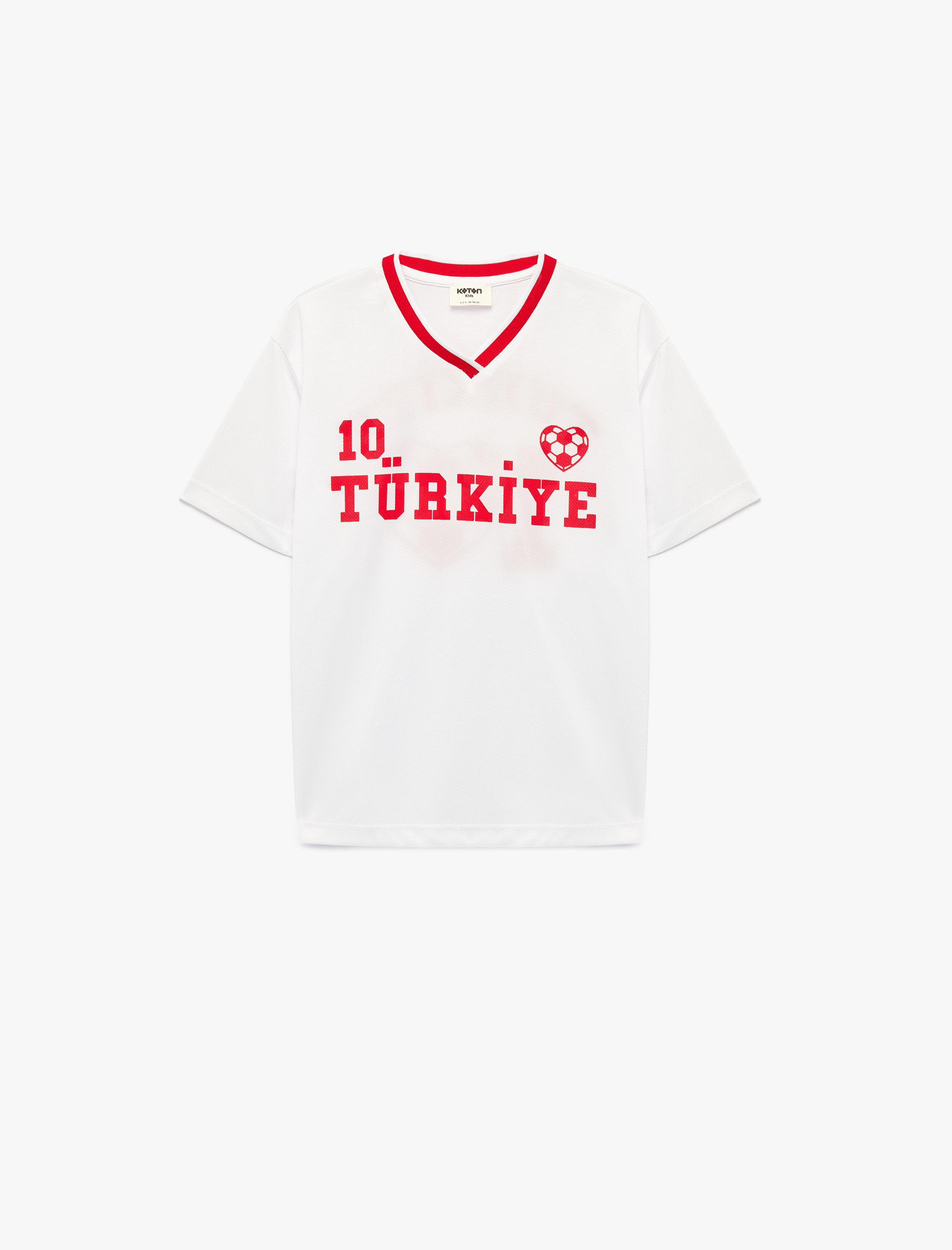  Kız Çocuk Futbol Temalı V Yaka Kısa Kollu Tişört