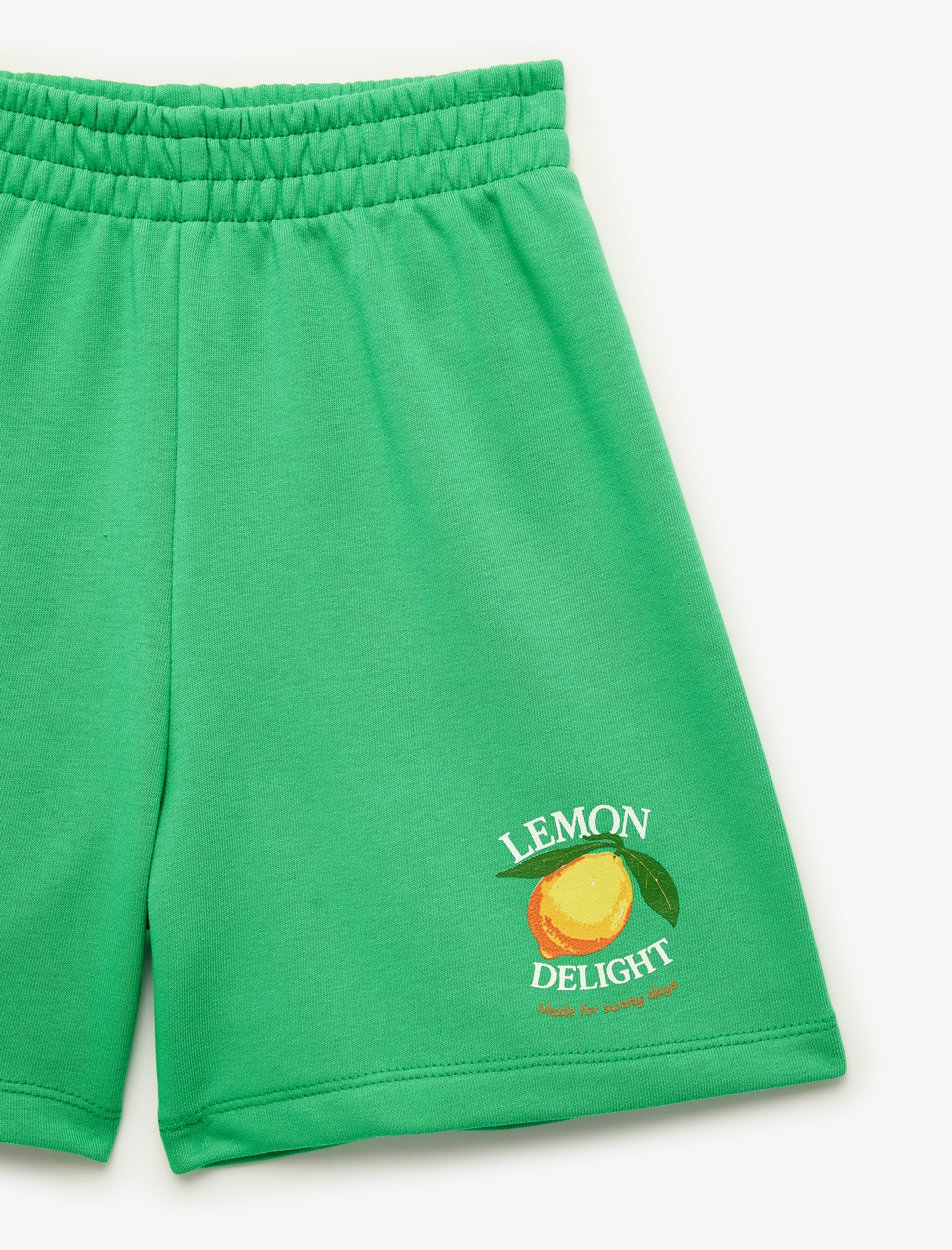 Kız Çocuk Limon Baskılı Beli Lastikli Pamuklu Şort