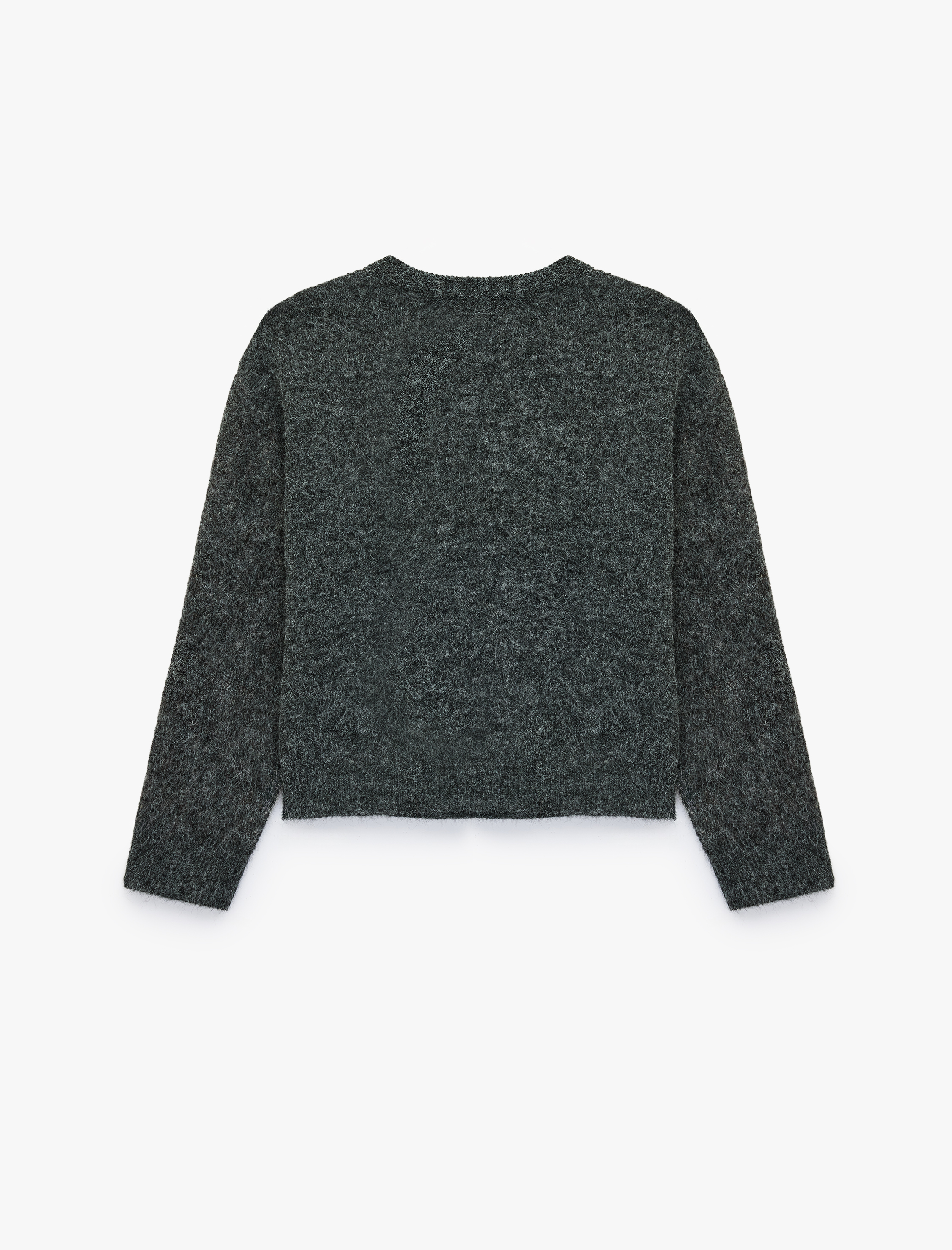   Uzun Kollu Bisiklet Yaka Baklava Desenli Triko Kazak