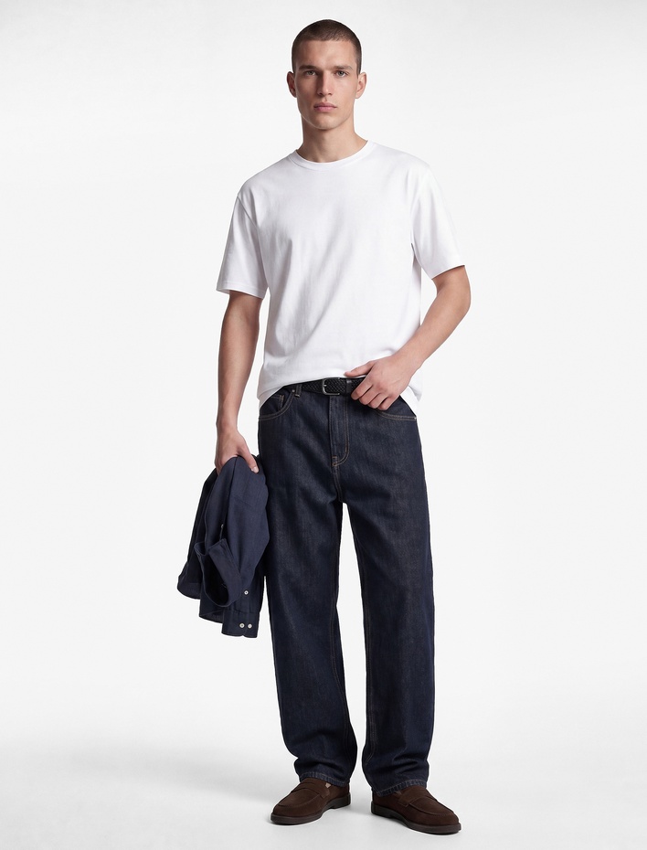  Pamuklu Kısa Kollu Ribanalı Bisiklet Yaka Slim Fit Basic Tişört