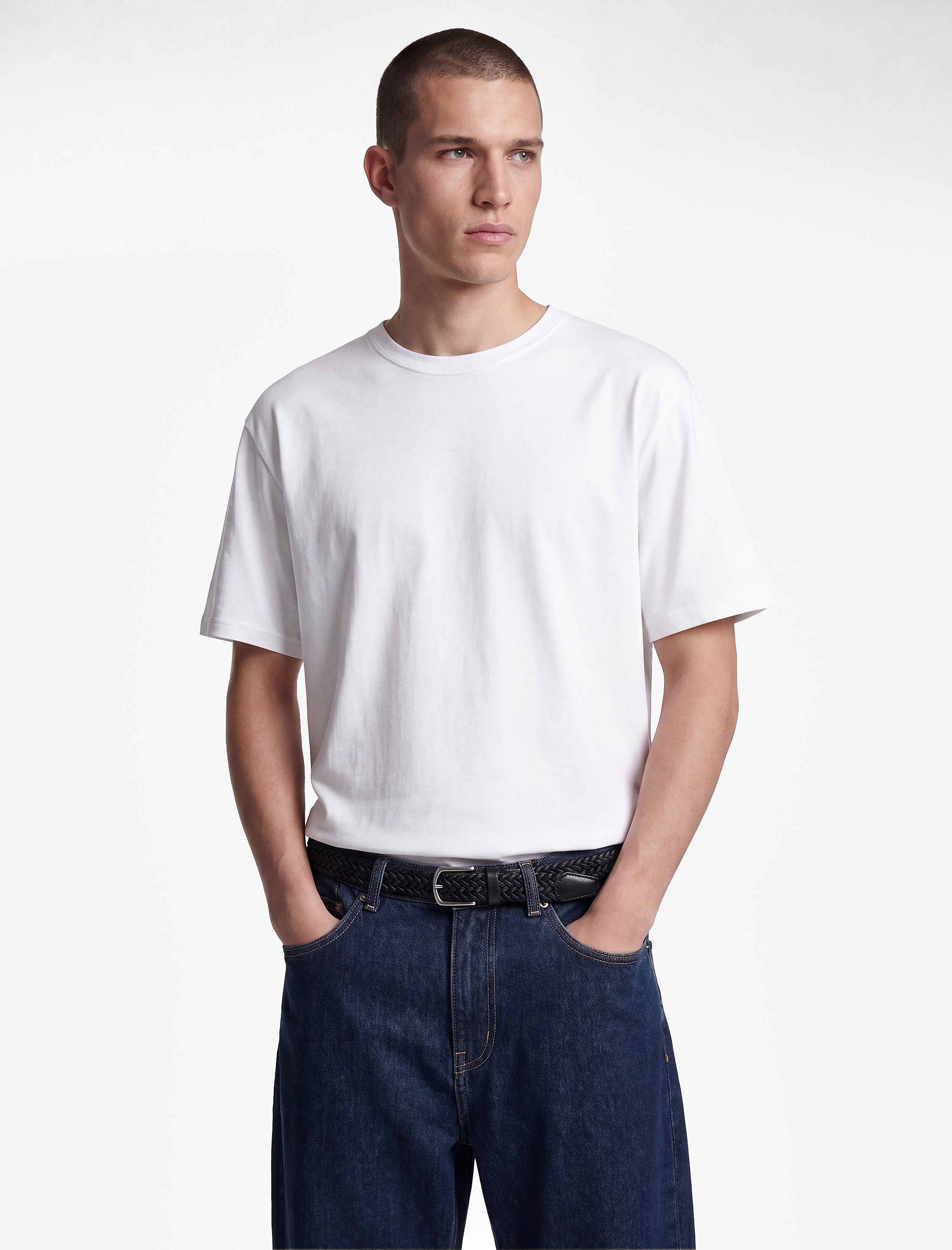   Pamuklu Kısa Kollu Ribanalı Bisiklet Yaka Slim Fit Basic Tişört