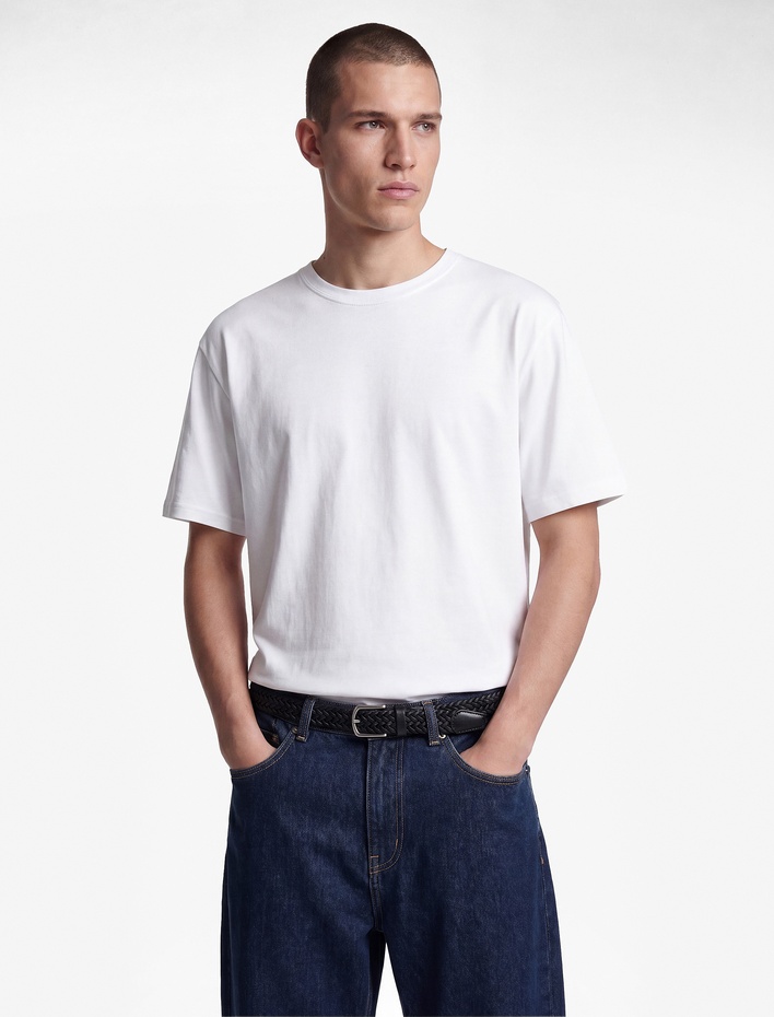  Pamuklu Kısa Kollu Ribanalı Bisiklet Yaka Slim Fit Basic Tişört
