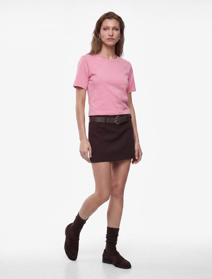  Pamuklu Slim Fit Kısa Kollu Bisiklet Yaka Basic Tişört