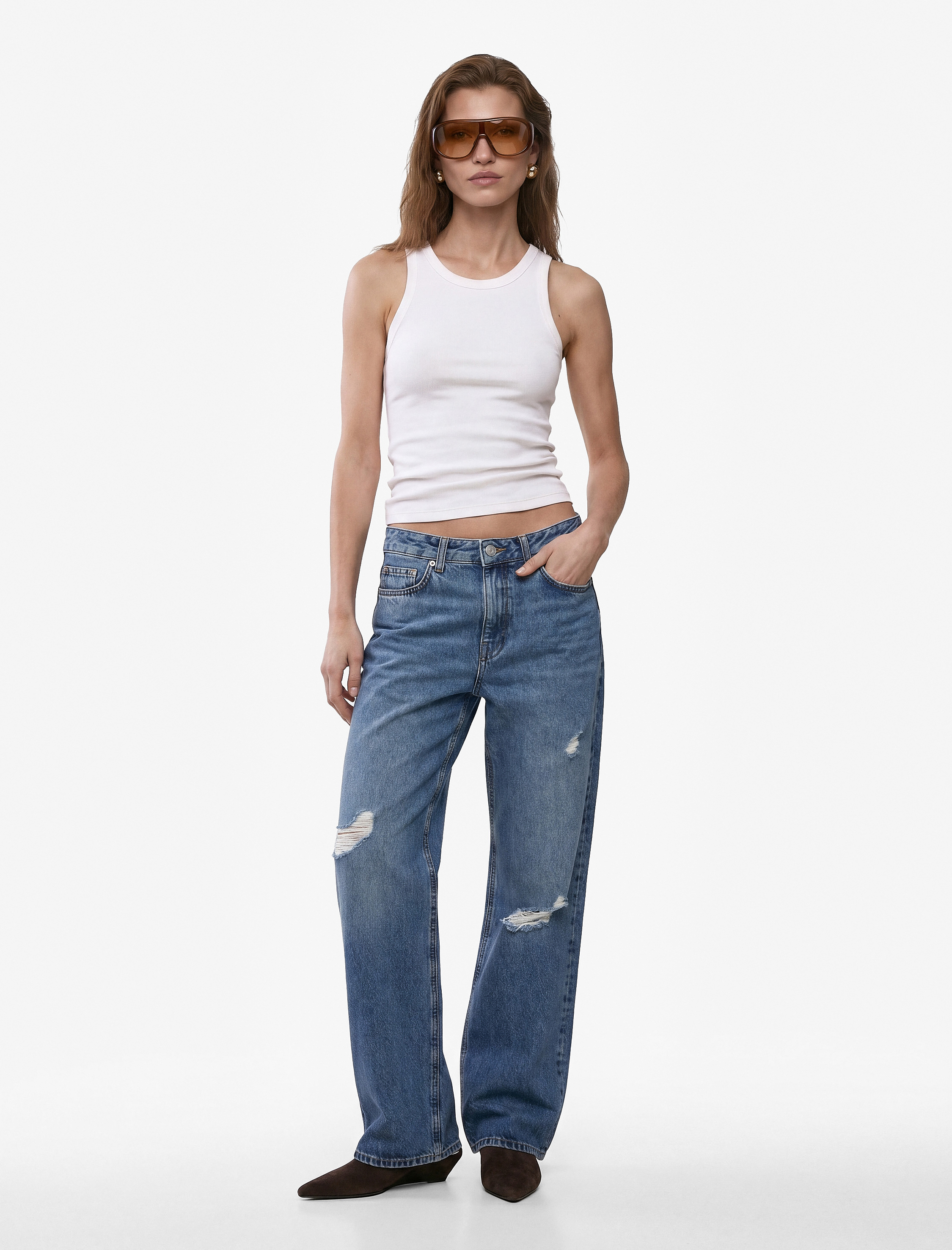   Pamuklu Kaşkorse Slim Fit Kolsuz Bisiklet Yaka Fitilli Atlet