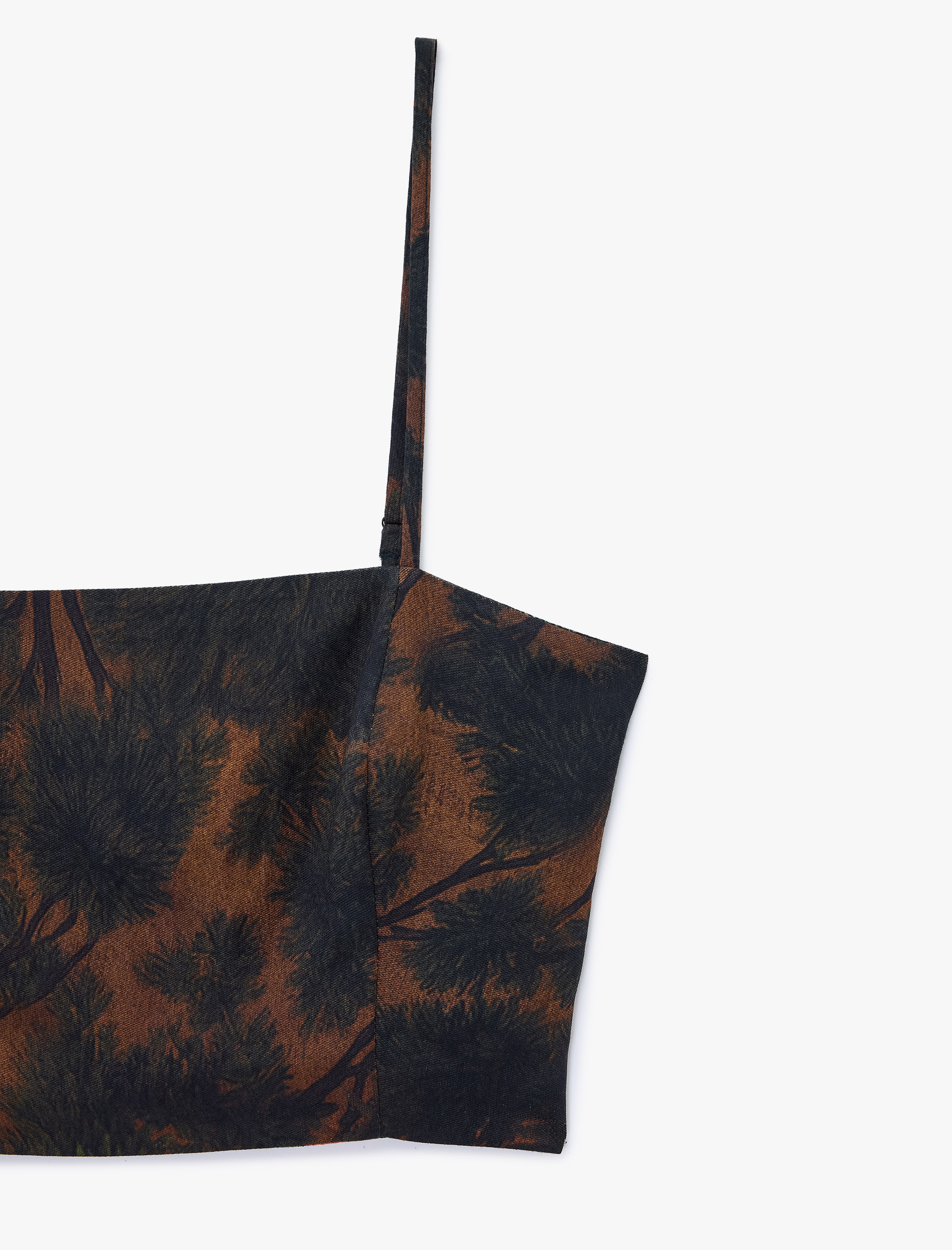   Viskon Kumaş Floral Desenli İp Askılı Crop Büstiyer