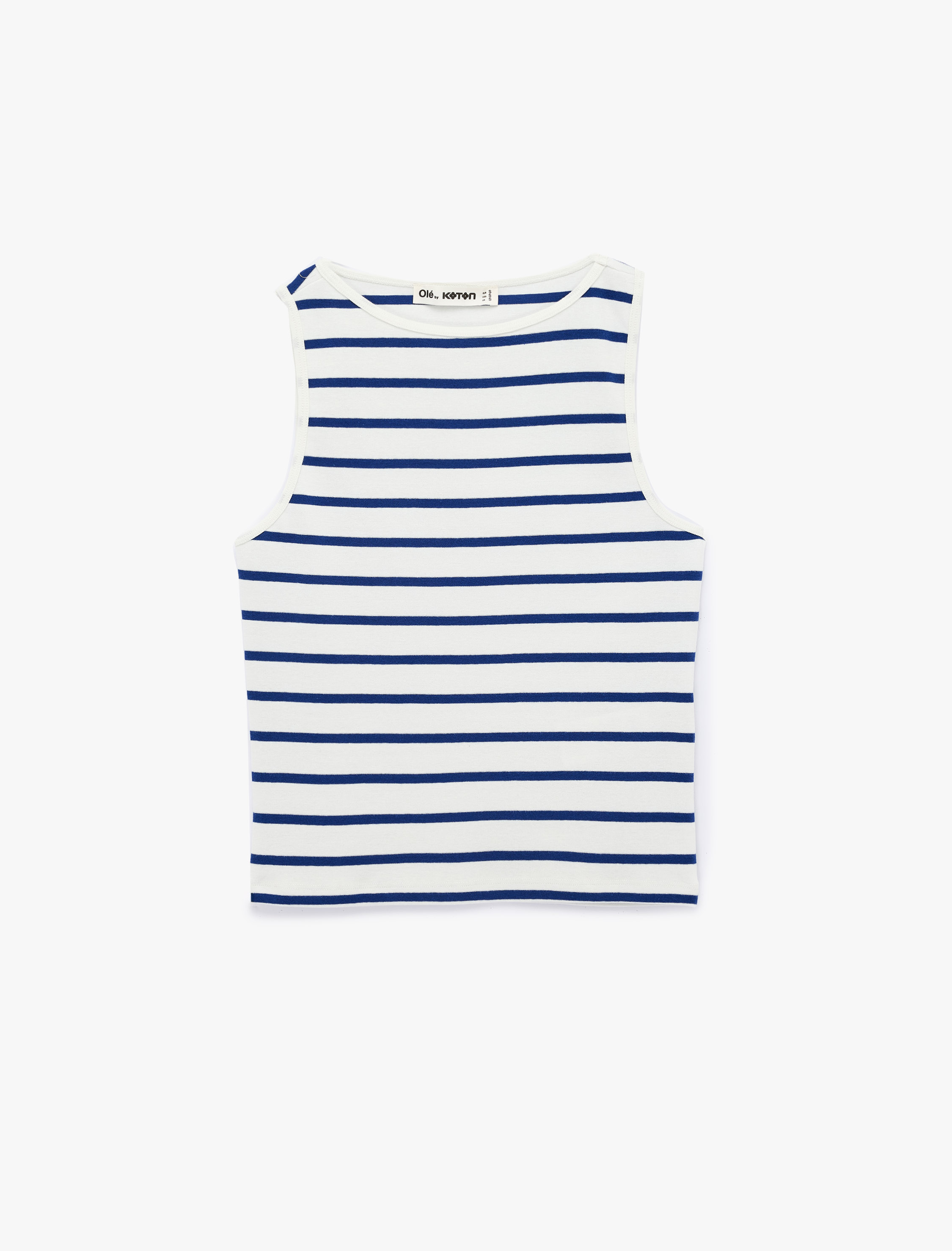   Pamuklu Çizgili Slim Fit Kayık Yaka Kolsuz Bluz