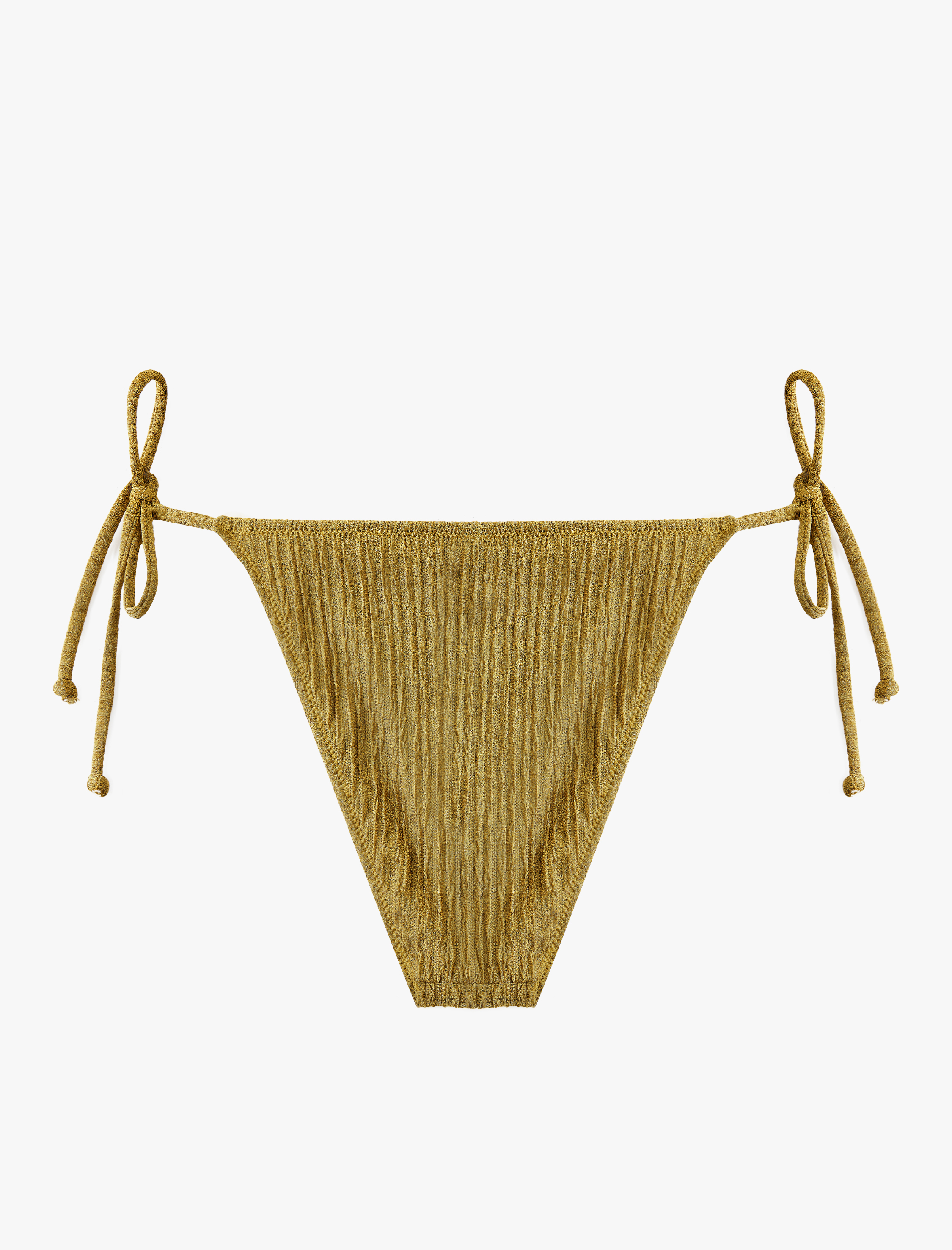   Boncuk Detaylı Yanları Bağlamalı İpli Dokulu Mikro Bikini Altı