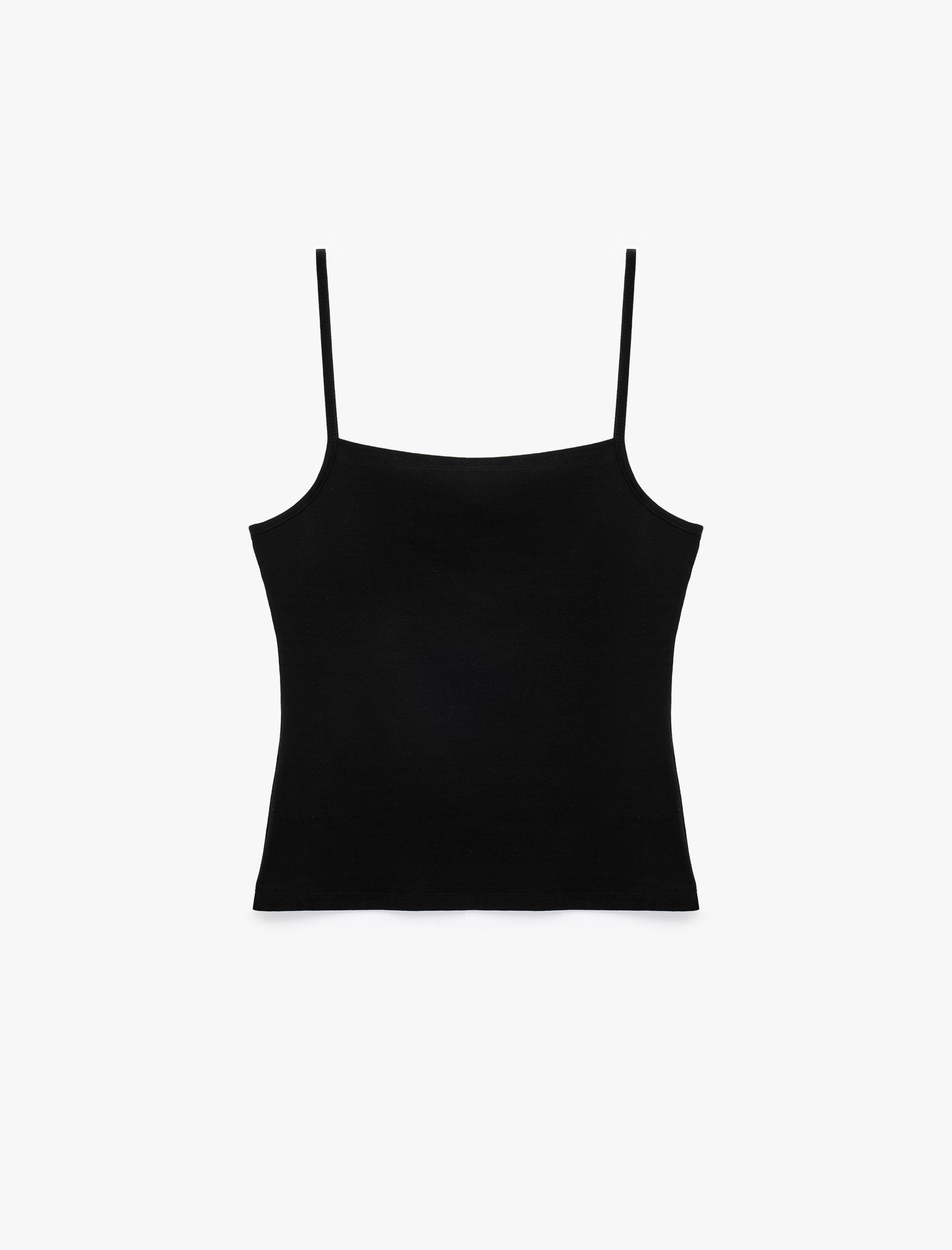   Pamuklu Ribanalı Slim Fit Kare Yaka İp Askılı Atlet Bluz