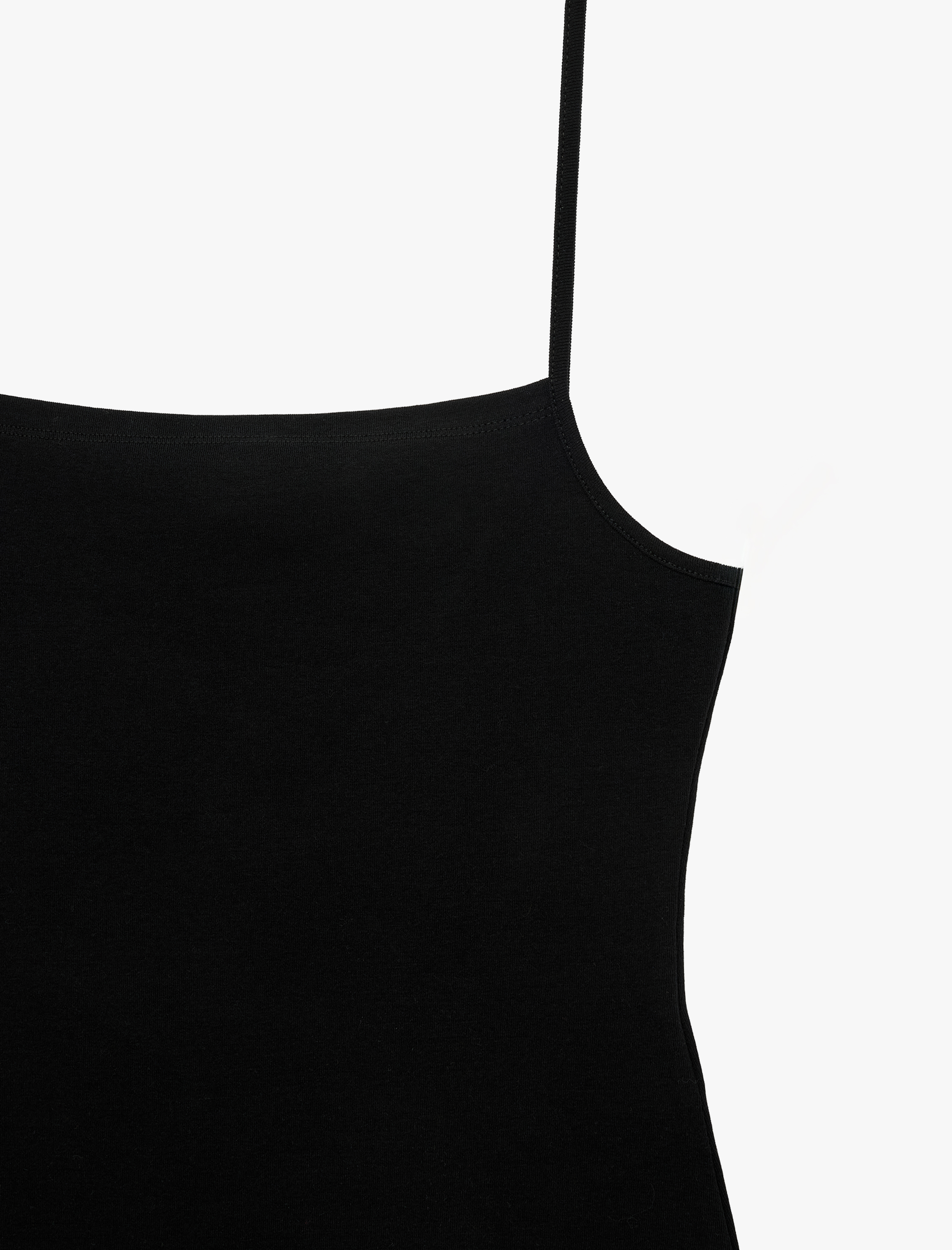   Pamuklu Ribanalı Slim Fit Kare Yaka İp Askılı Atlet Bluz
