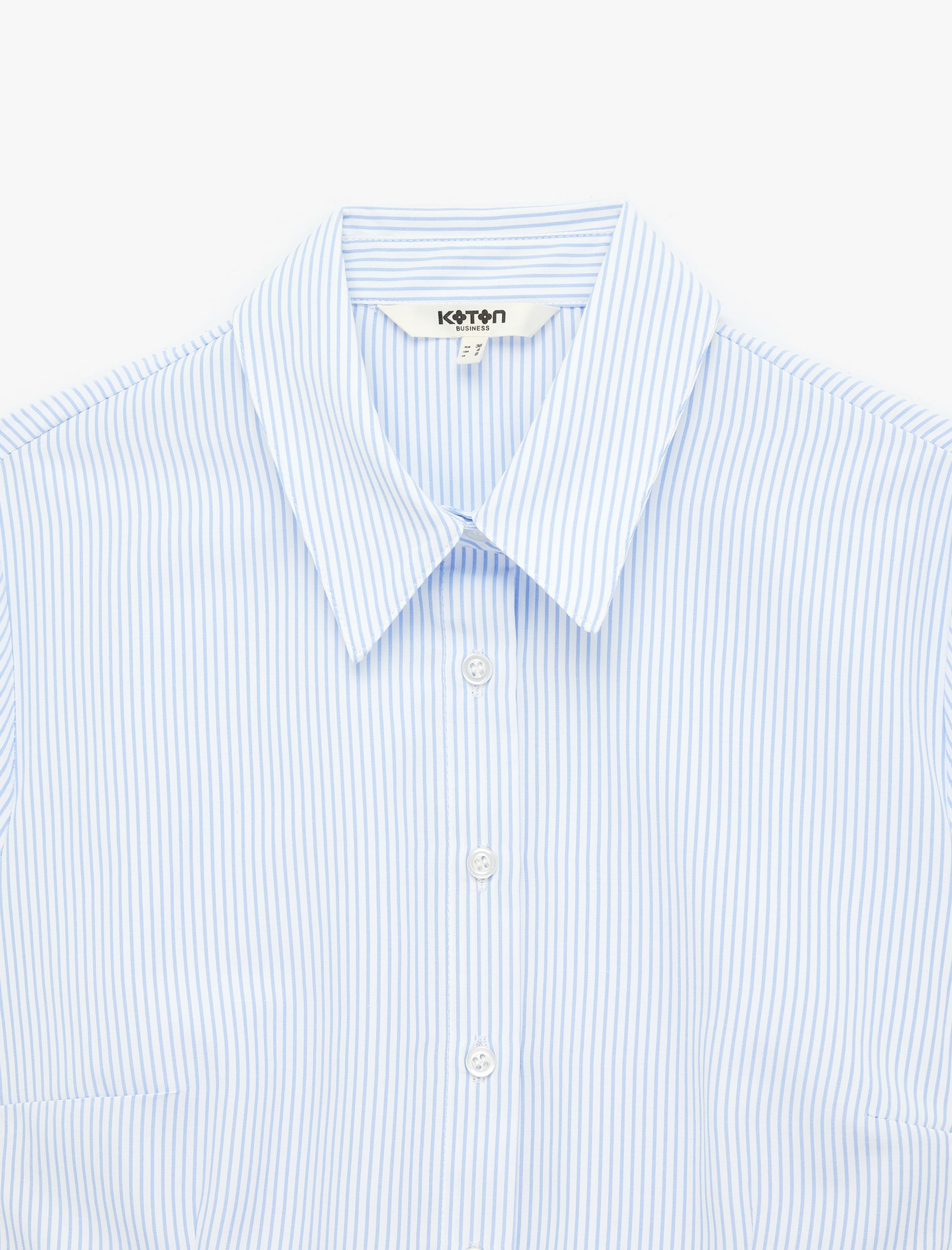   Regular Fit Kısa Kollu Klasik Yaka Düğmeli Çizgili Poplin Gömlek