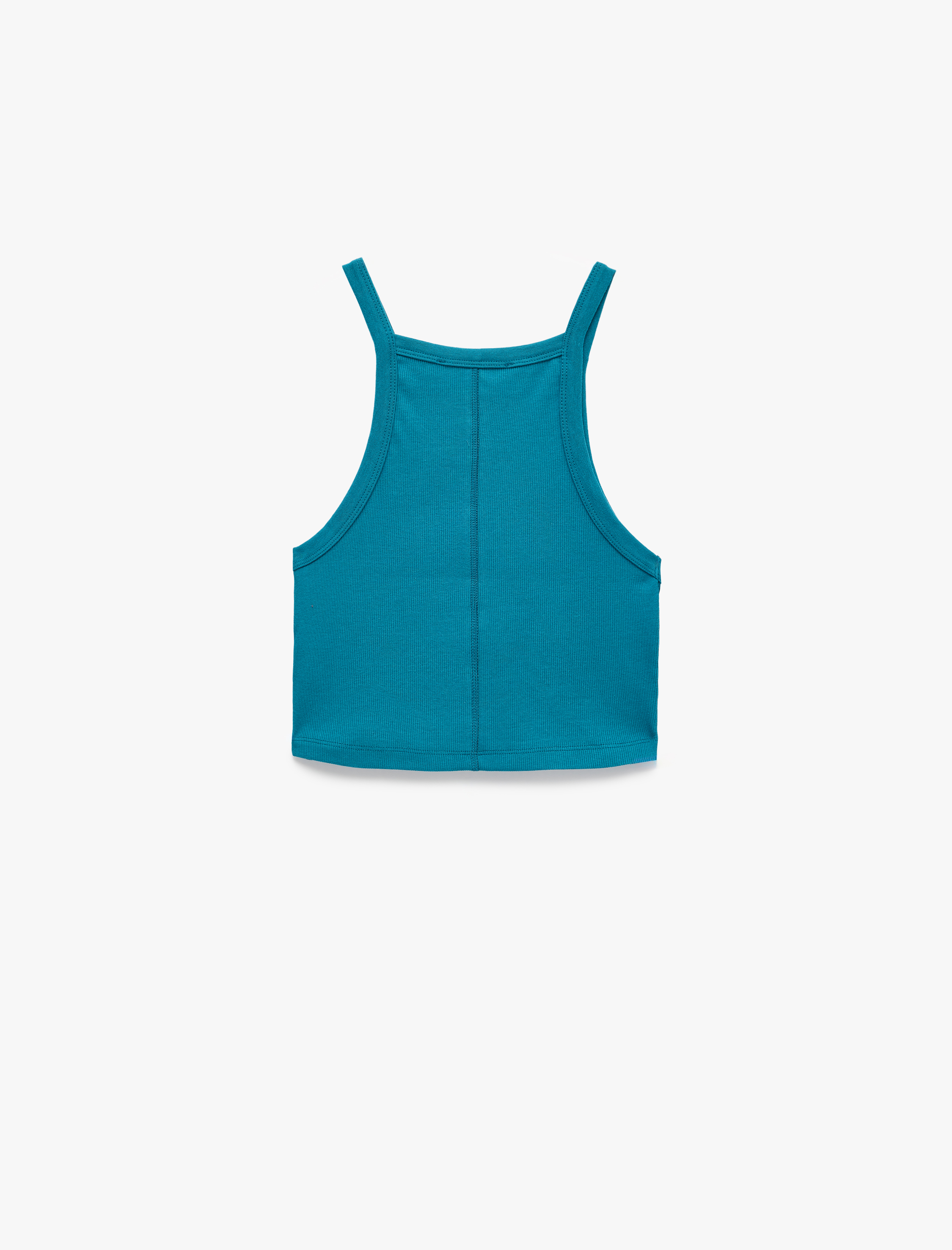   Pamuklu Ribanalı Slim Fit Kolsuz Halter Yaka Crop Top