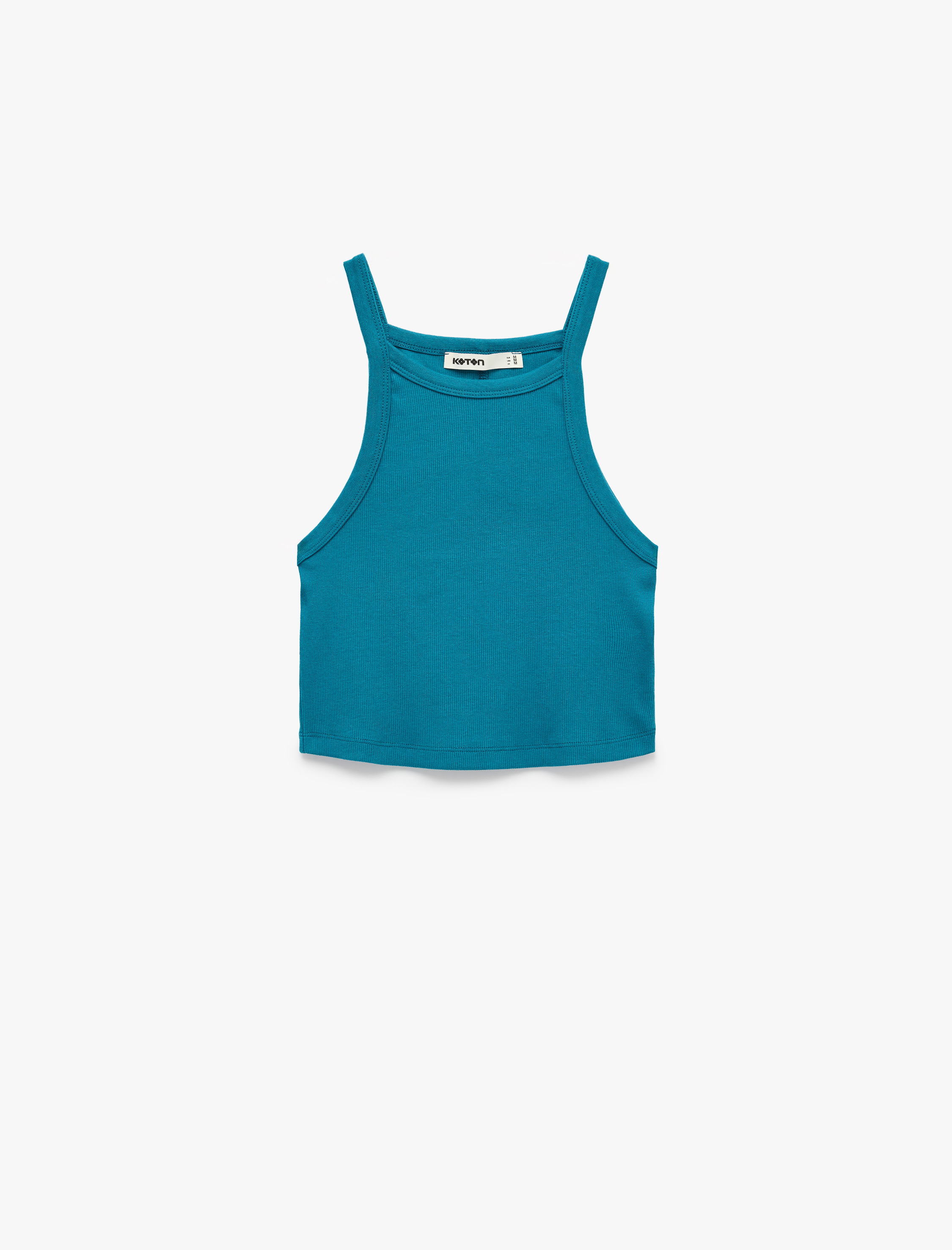   Pamuklu Ribanalı Slim Fit Kolsuz Halter Yaka Crop Top