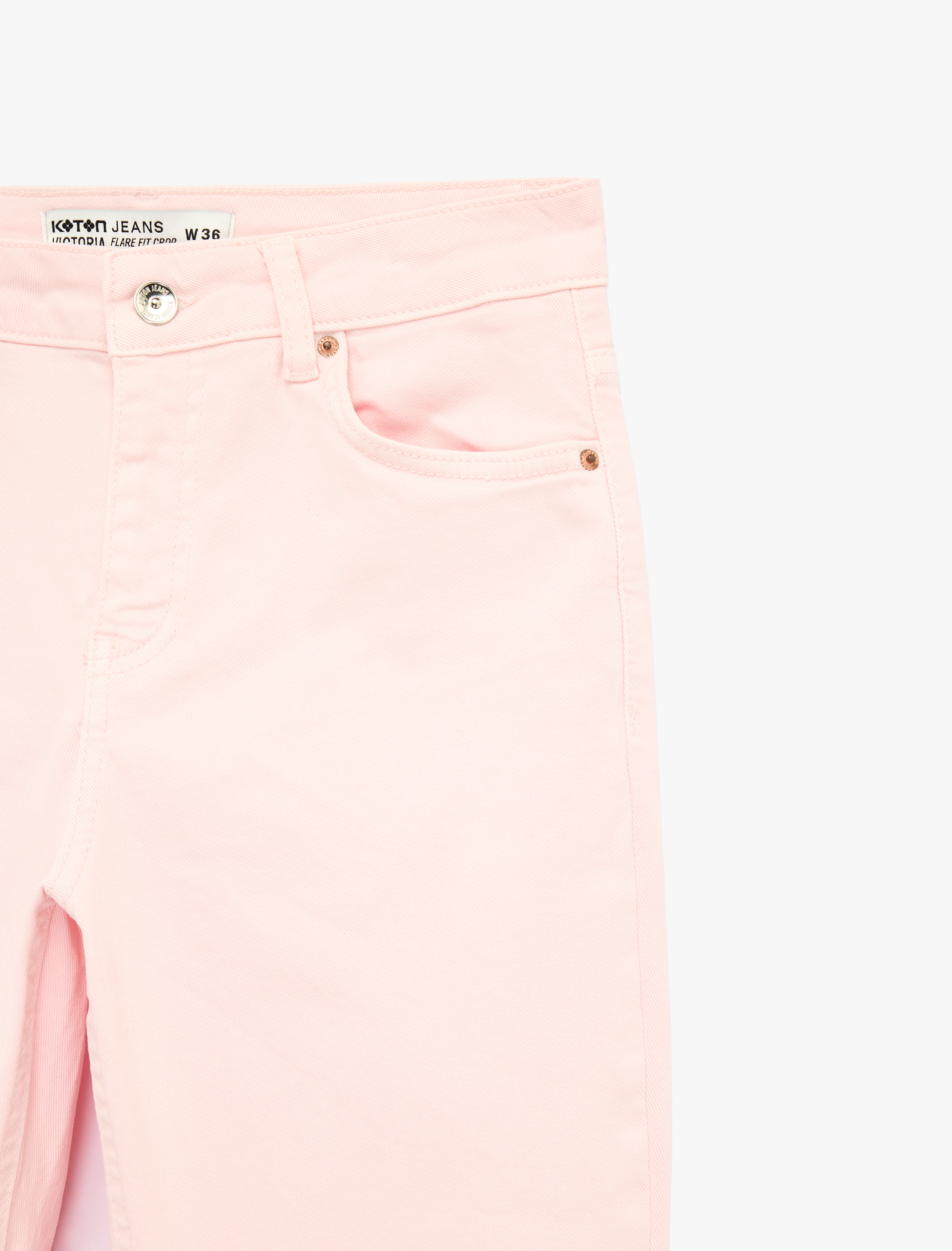   Pamuklu Cepli Düğmeli İspanyol Paça Crop Jean Pantolon -  Kick Flare Jeans