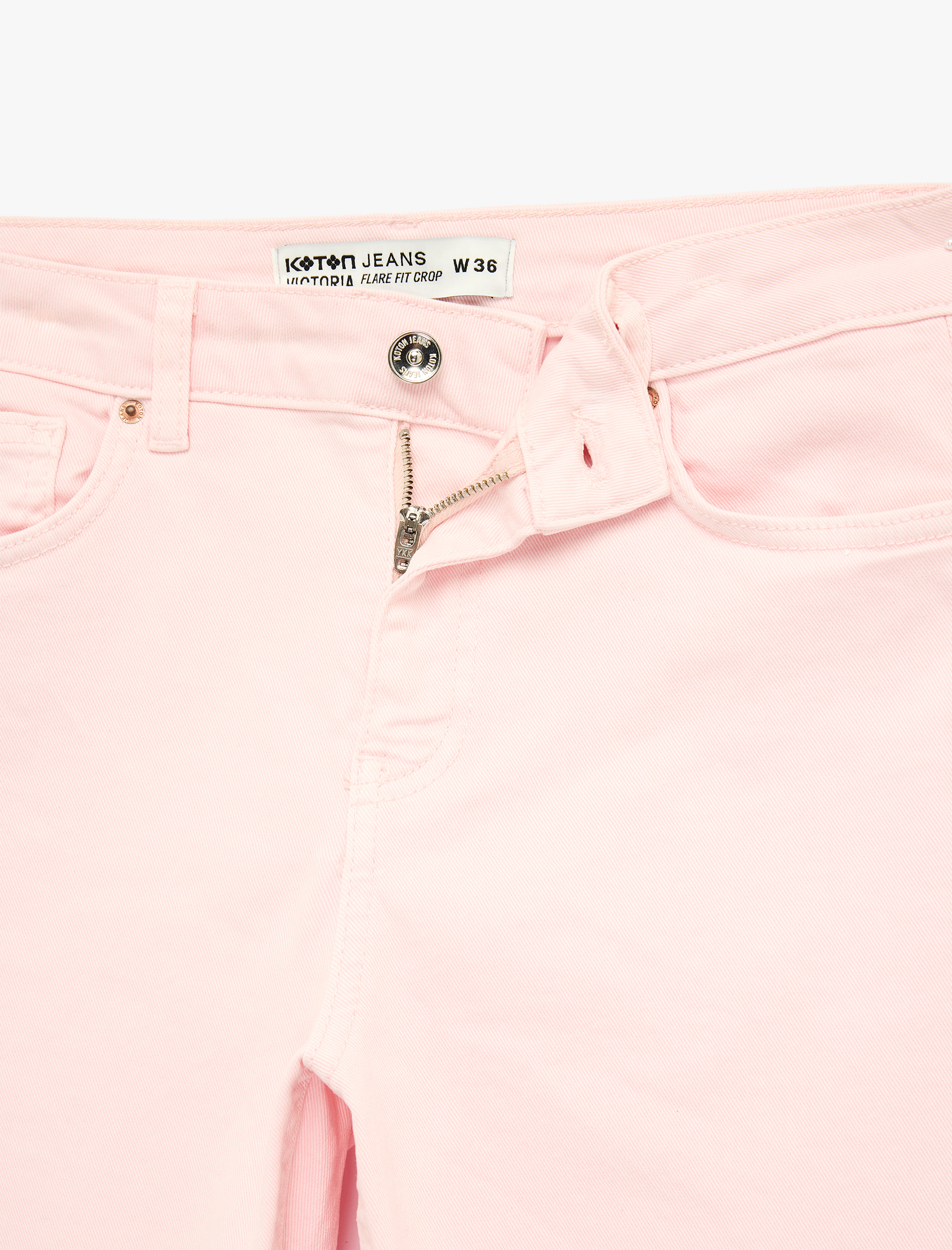   Pamuklu Cepli Düğmeli İspanyol Paça Crop Jean Pantolon -  Kick Flare Jeans