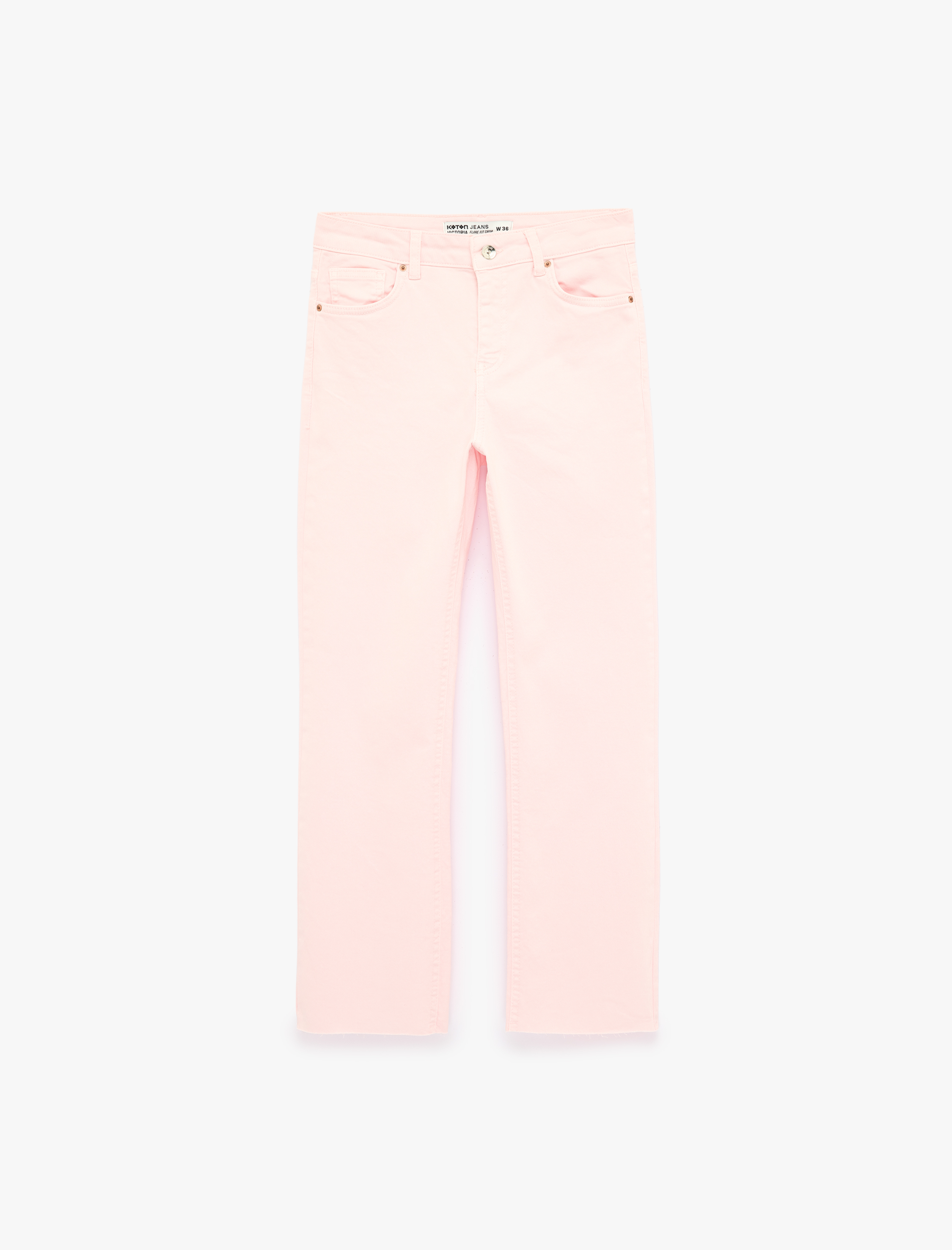   Pamuklu Cepli Düğmeli İspanyol Paça Crop Jean Pantolon -  Kick Flare Jeans