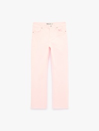 Pamuklu Cepli Düğmeli İspanyol Paça Crop Jean Pantolon -  Kick Flare Jeans