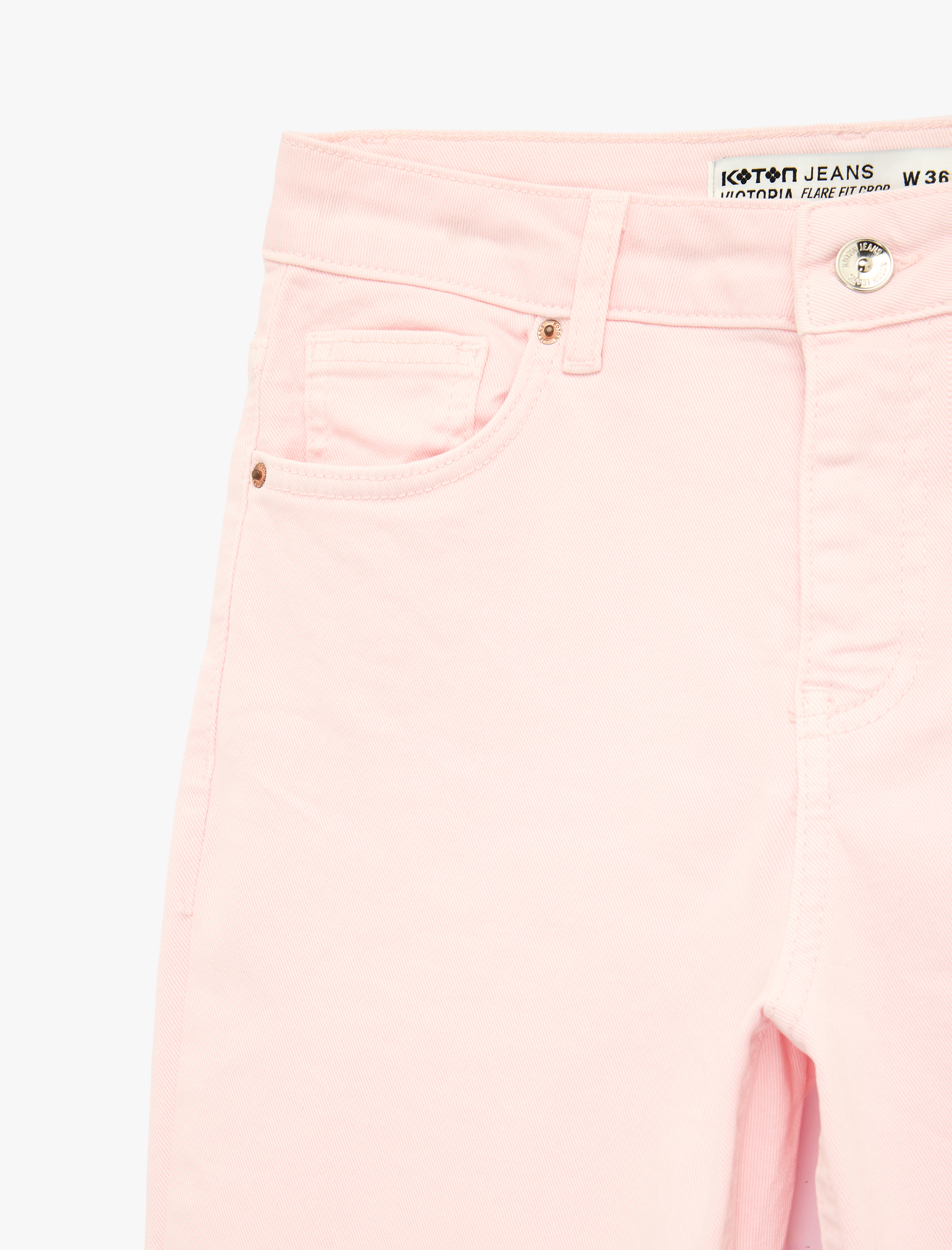   Pamuklu Cepli Düğmeli İspanyol Paça Crop Jean Pantolon -  Kick Flare Jeans