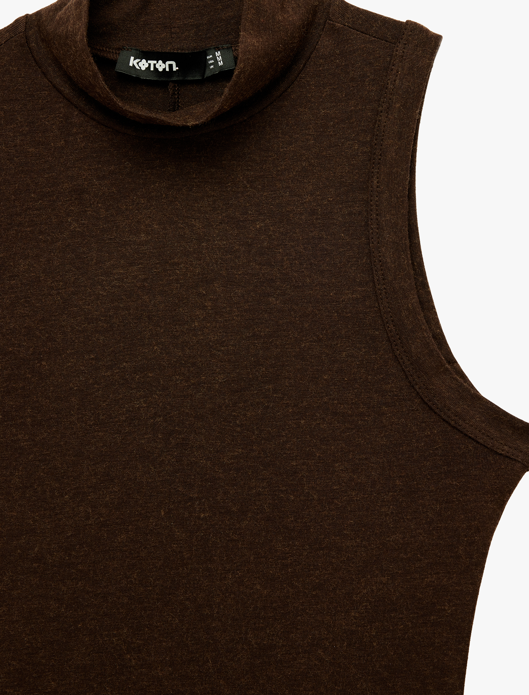   Koyun Yünü Karışımlı Yumuşak Dokulu Slim Fit Dik Yaka Kolsuz Bluz