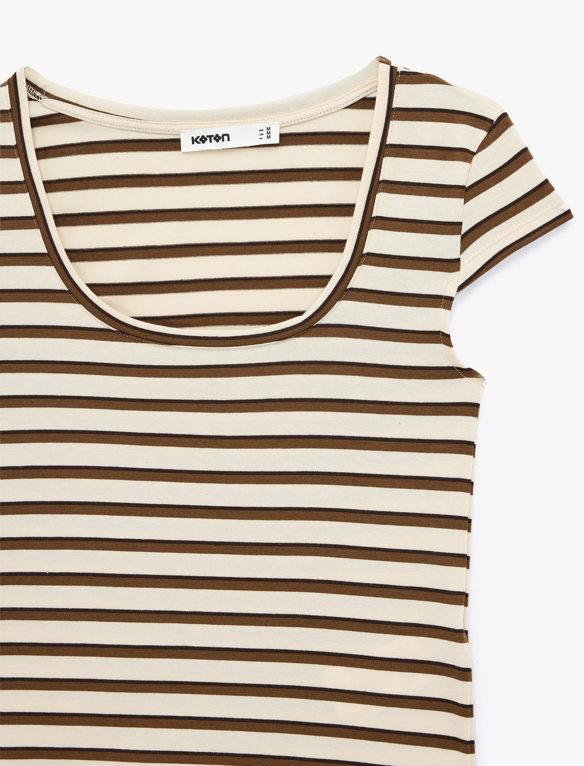   Slim Fit U Yaka Kısa Kollu Çizgili Tişört