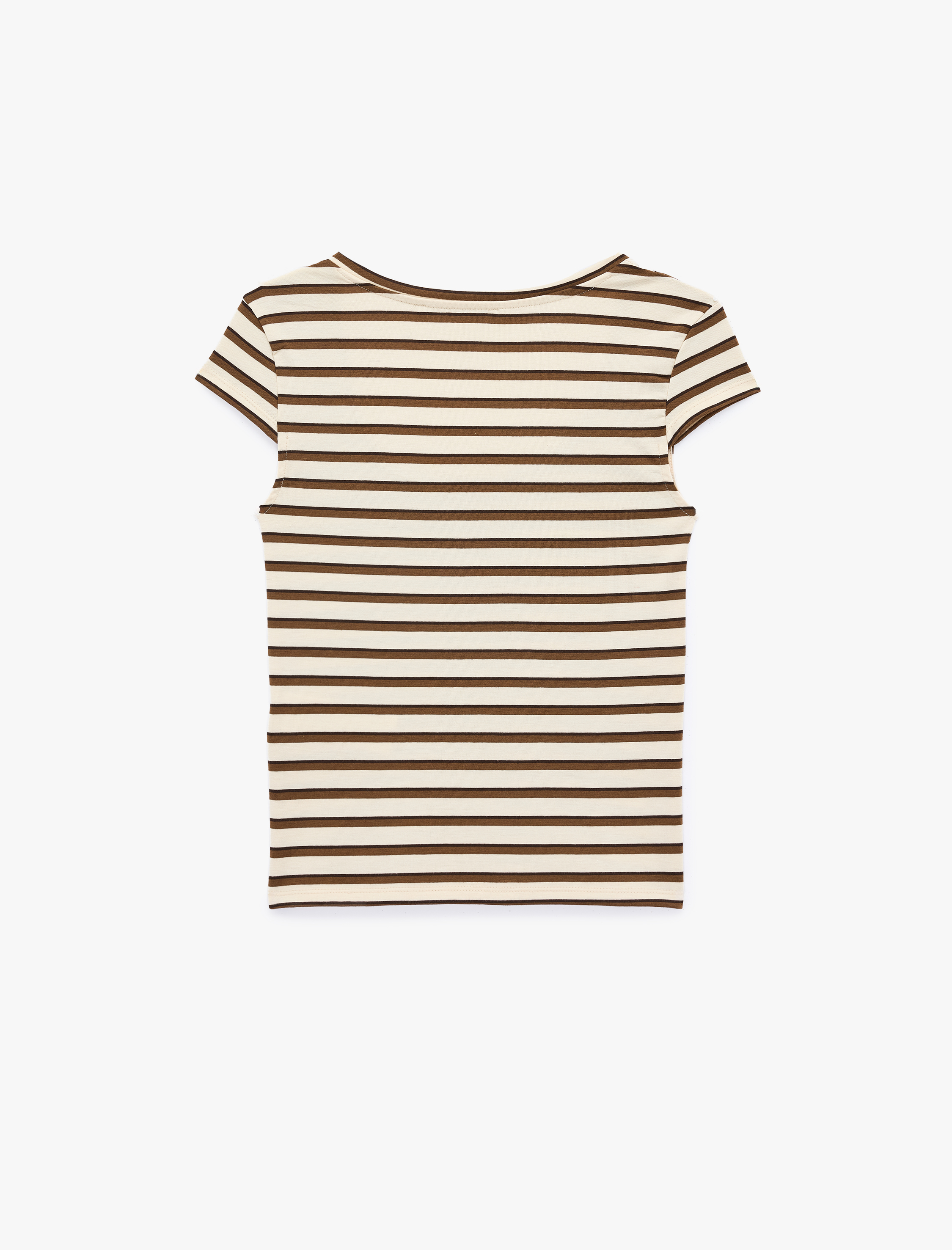   Slim Fit U Yaka Kısa Kollu Çizgili Tişört