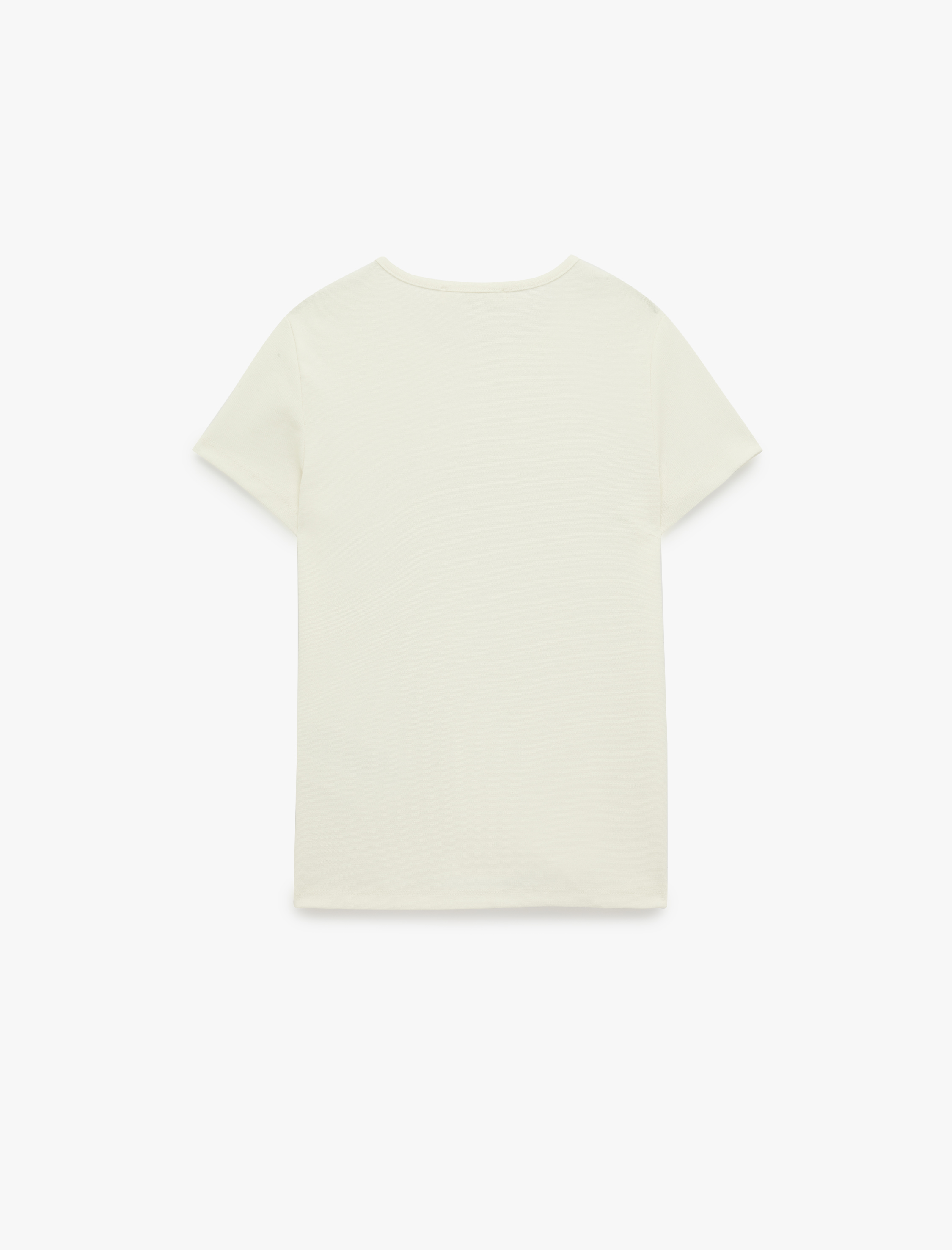   Pamuklu Slim Fit Kısa Kollu Bisiklet Yaka Limon Baskılı Tişört
