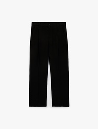 Pileli Cep Detaylı Regular Fit Viskon Kumaş Pantolon