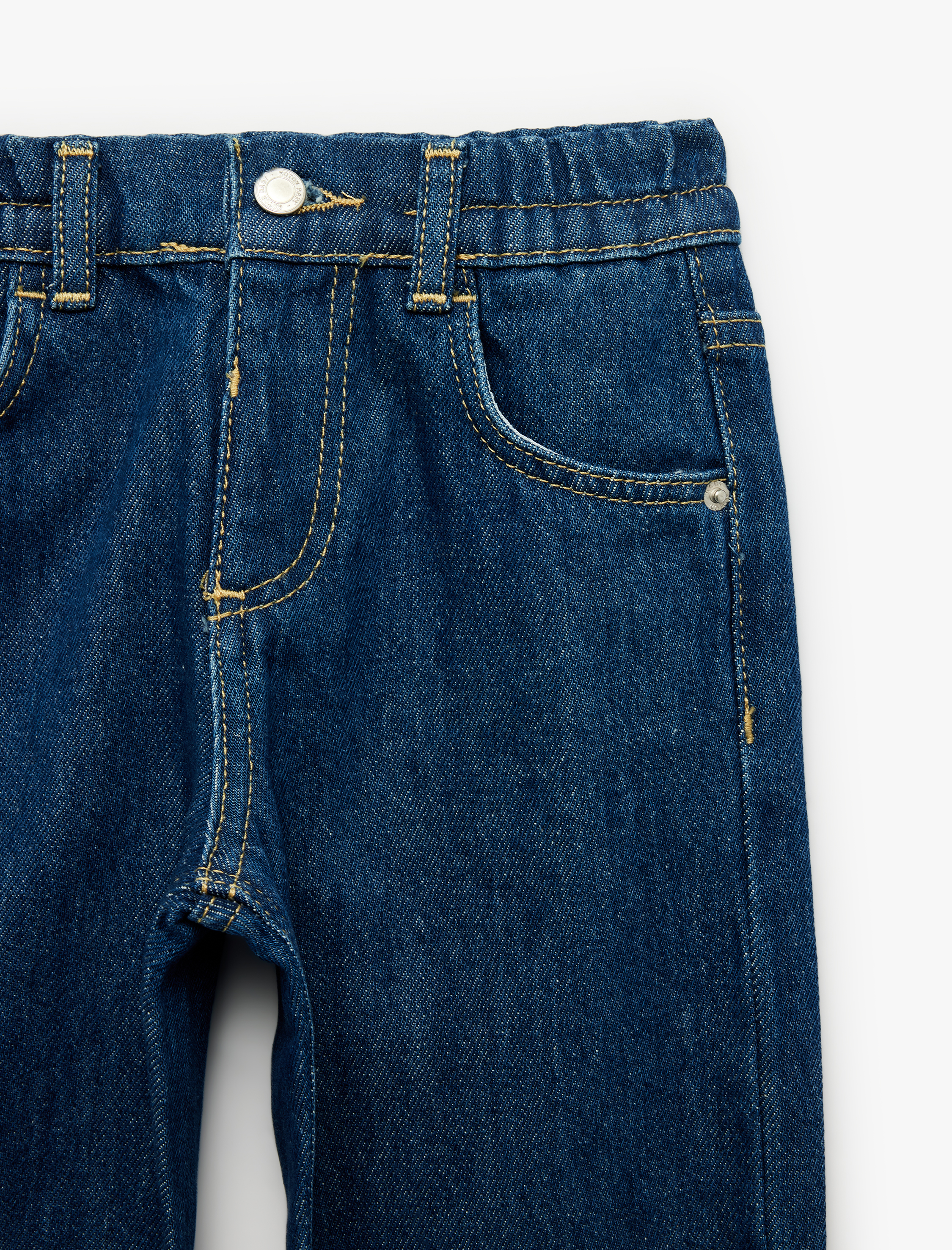  Erkek Bebek Pamuklu Beli Ayarlanabilir Lastikli Balon Form Denim Pantolon