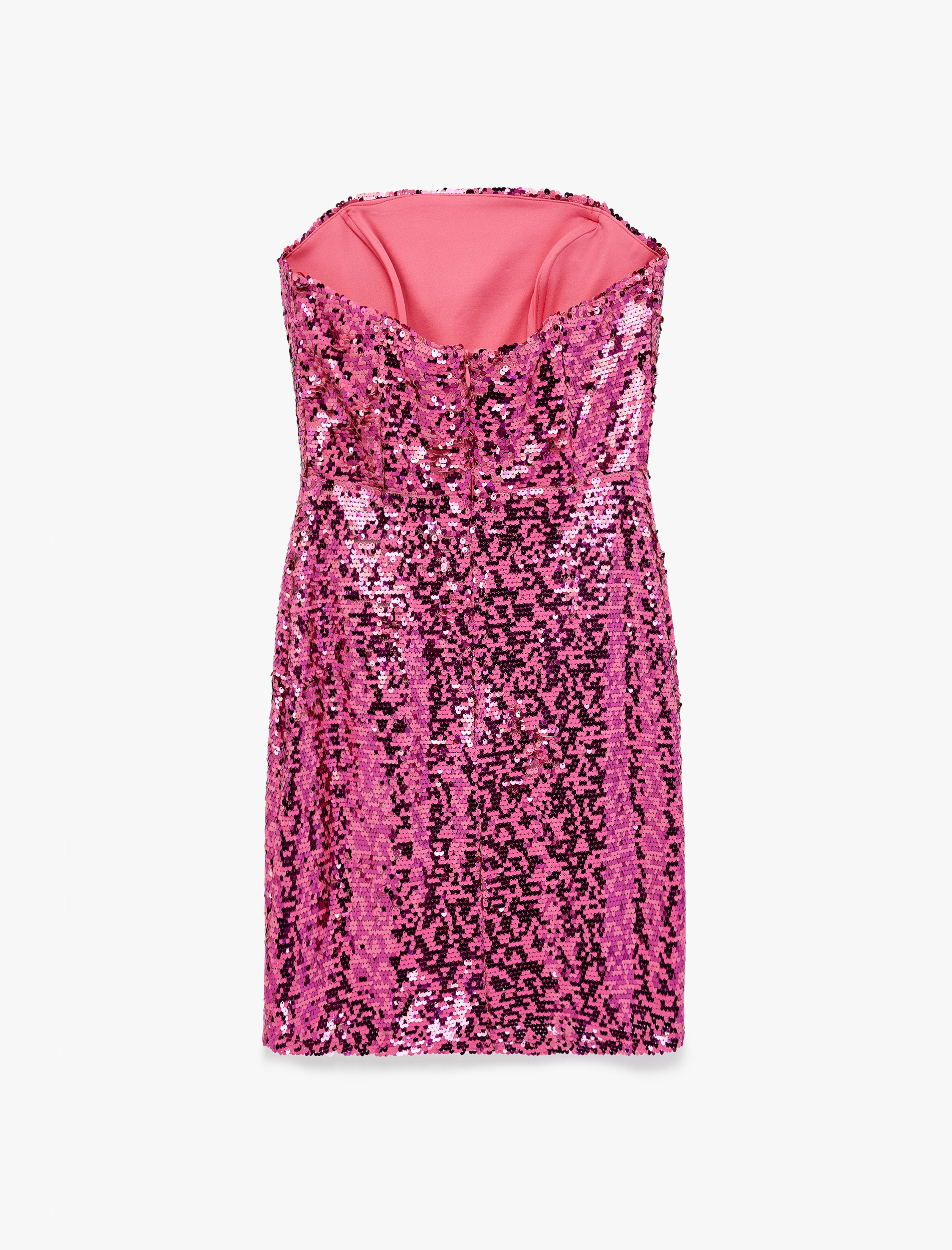   Pullu Payetli Kolsuz Straplez Yaka Bodycon Mini Abiye Elbise