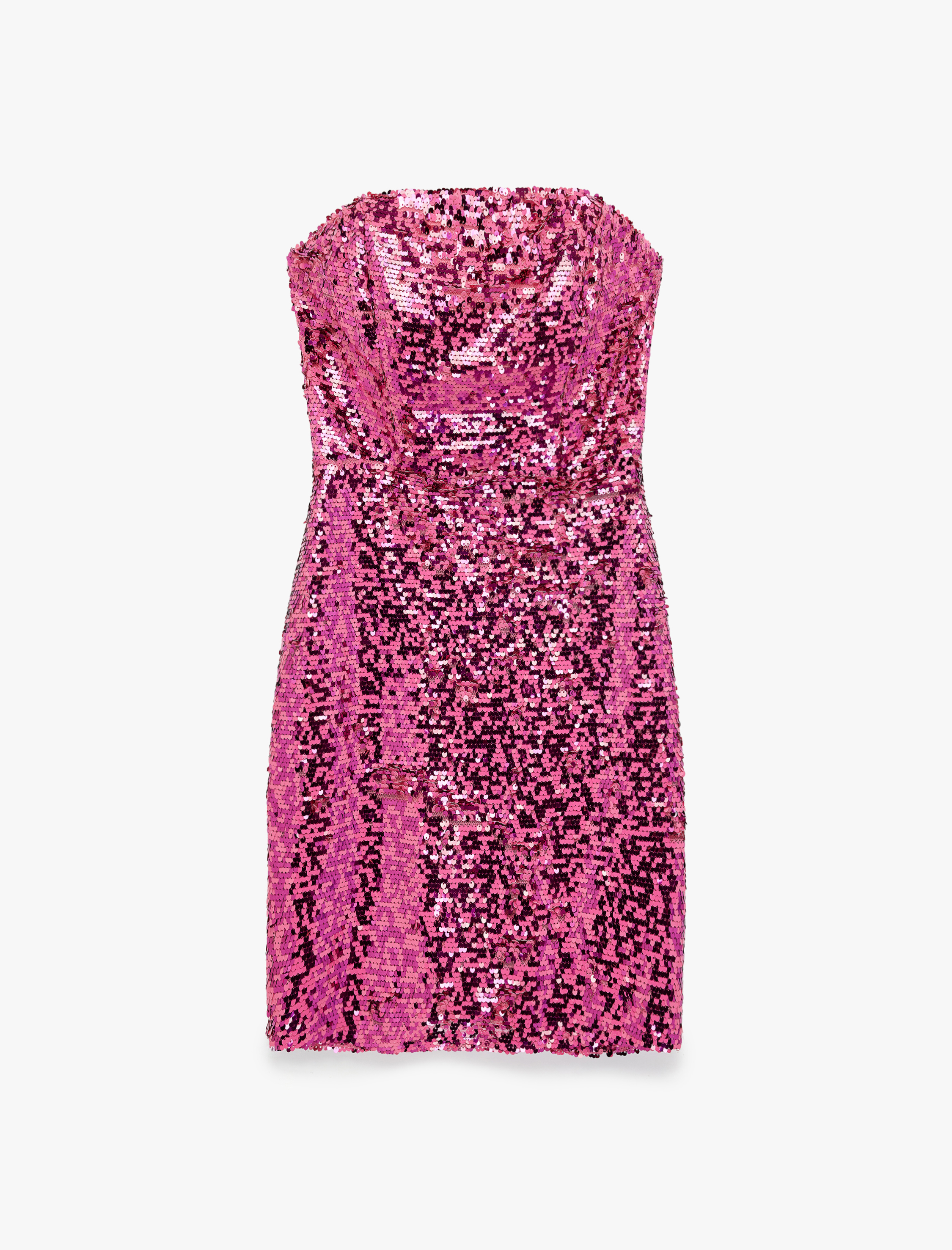   Pullu Payetli Kolsuz Straplez Yaka Bodycon Mini Abiye Elbise