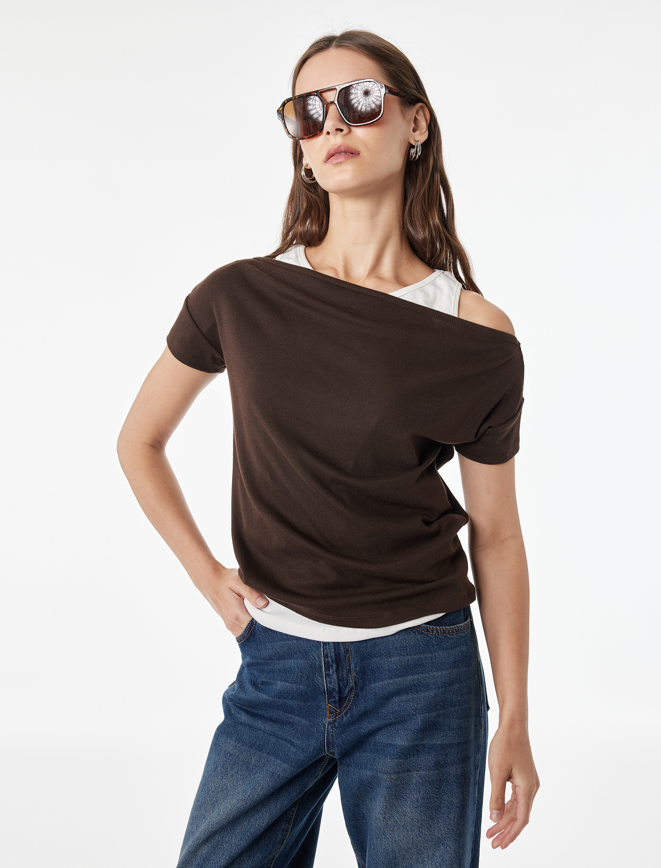  Slim Fit Kısa Kollu Bisiklet Yaka Atlet Detaylı İkili Tişört