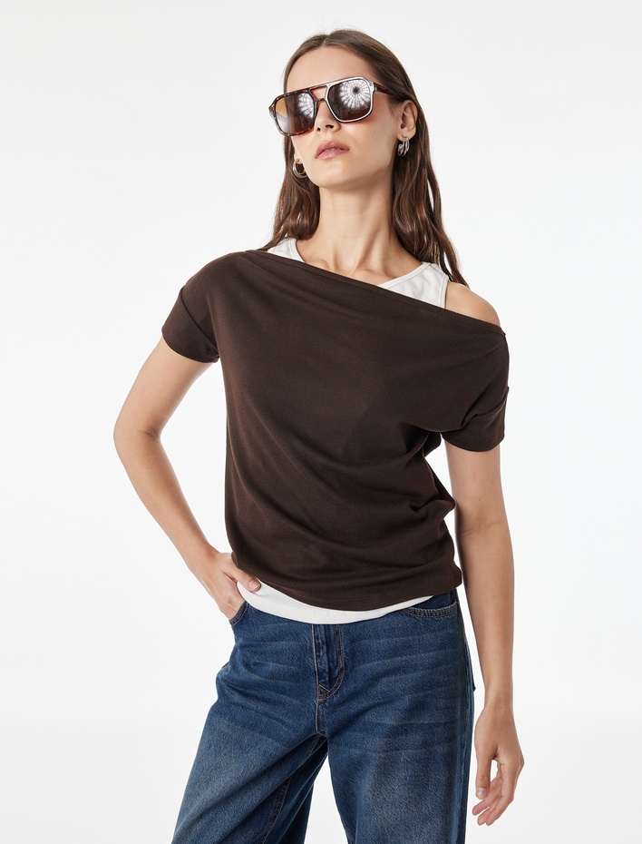  Slim Fit Kısa Kollu Bisiklet Yaka Atlet Detaylı İkili Tişört