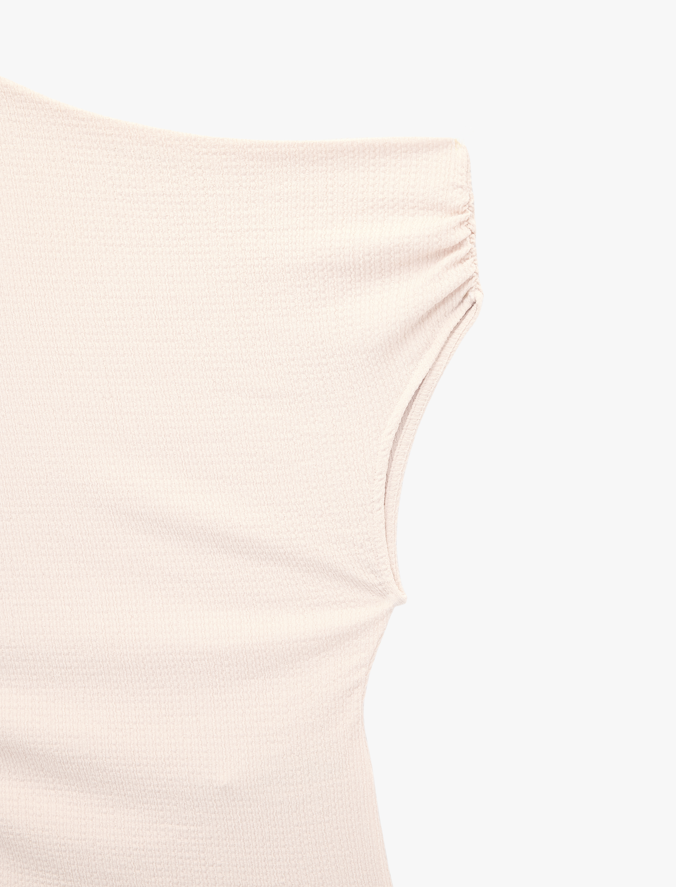   Slim Fit Asimetrik Yaka Kolsuz Drapeli Bluz
