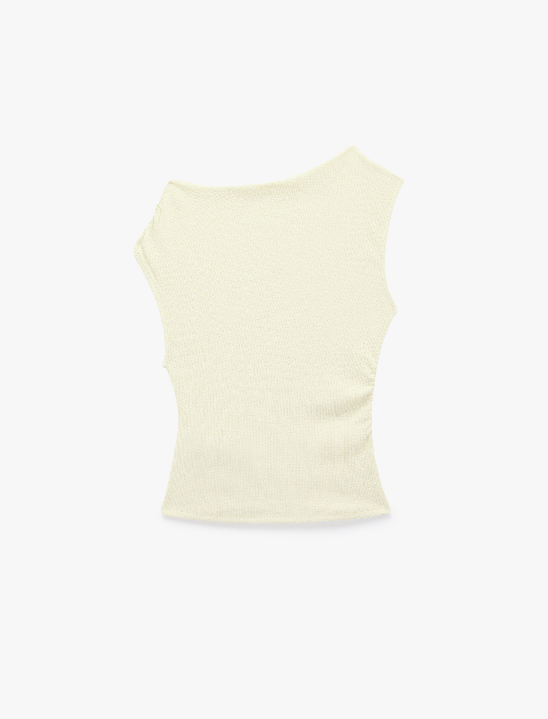   Slim Fit Asimetrik Yaka Kolsuz Drapeli Bluz