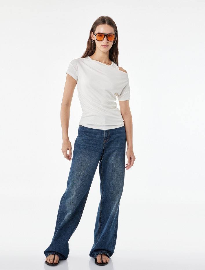  Slim Fit Kısa Kollu Bisiklet Yaka Atlet Detaylı İkili Tişört