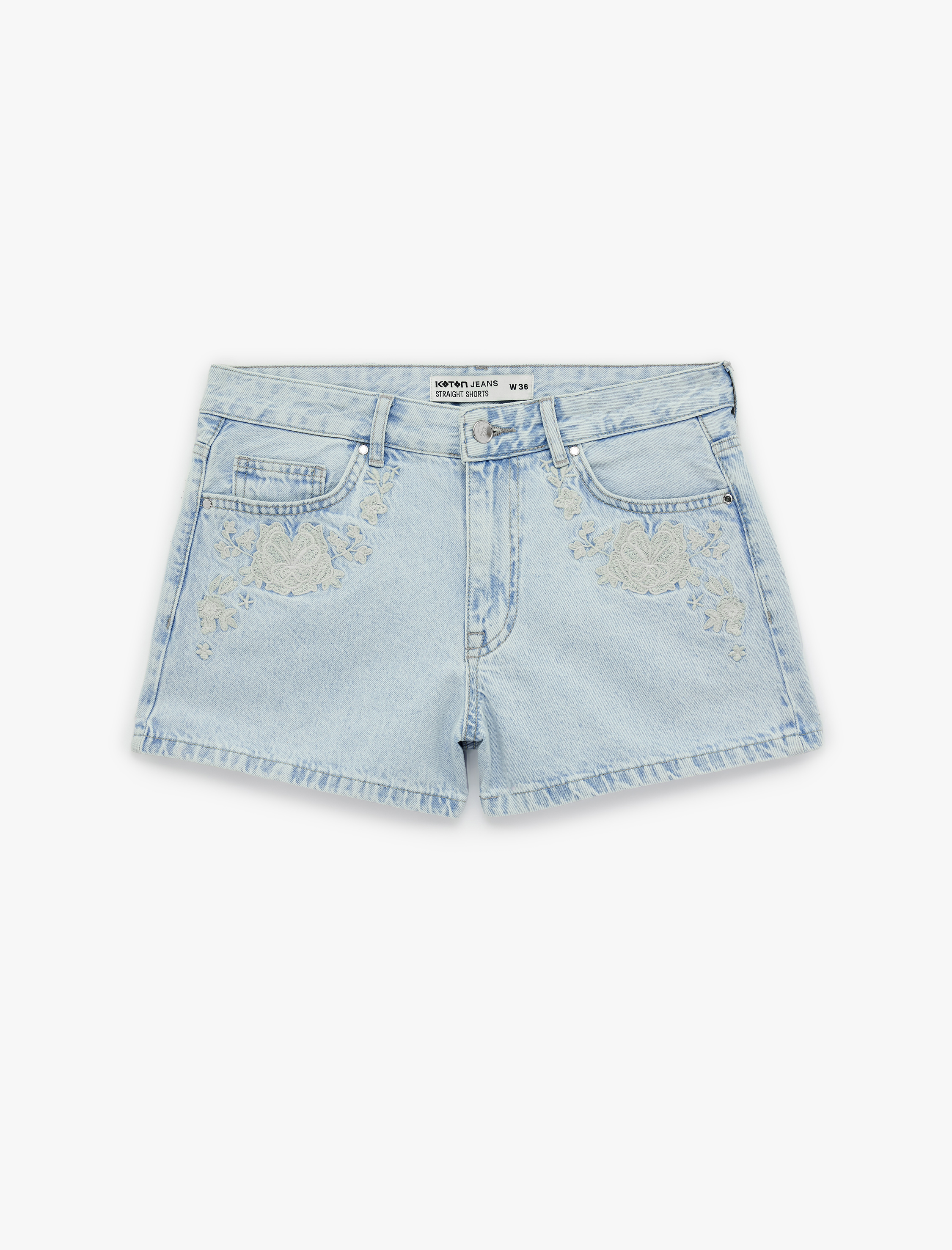   Pamuklu Nakış Detaylı Regular Fit Mini Denim Şort