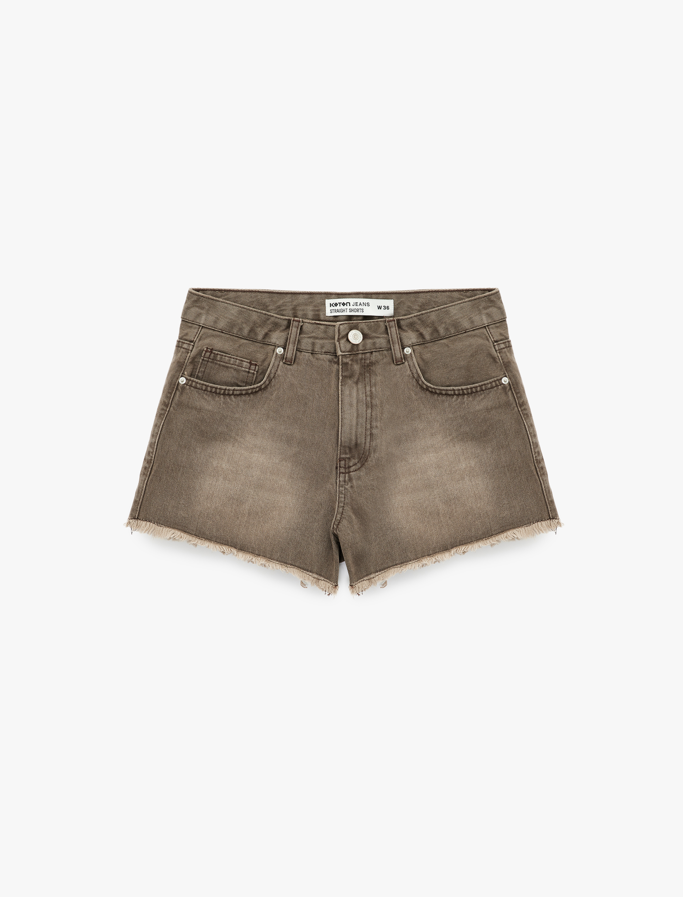   Pamuklu Cepli Düğmeli Yıkamalı Mini Denim Şort