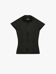 Fermuarlı Dikiş Detaylı Slim Fit Dik Yaka Spor Yelek