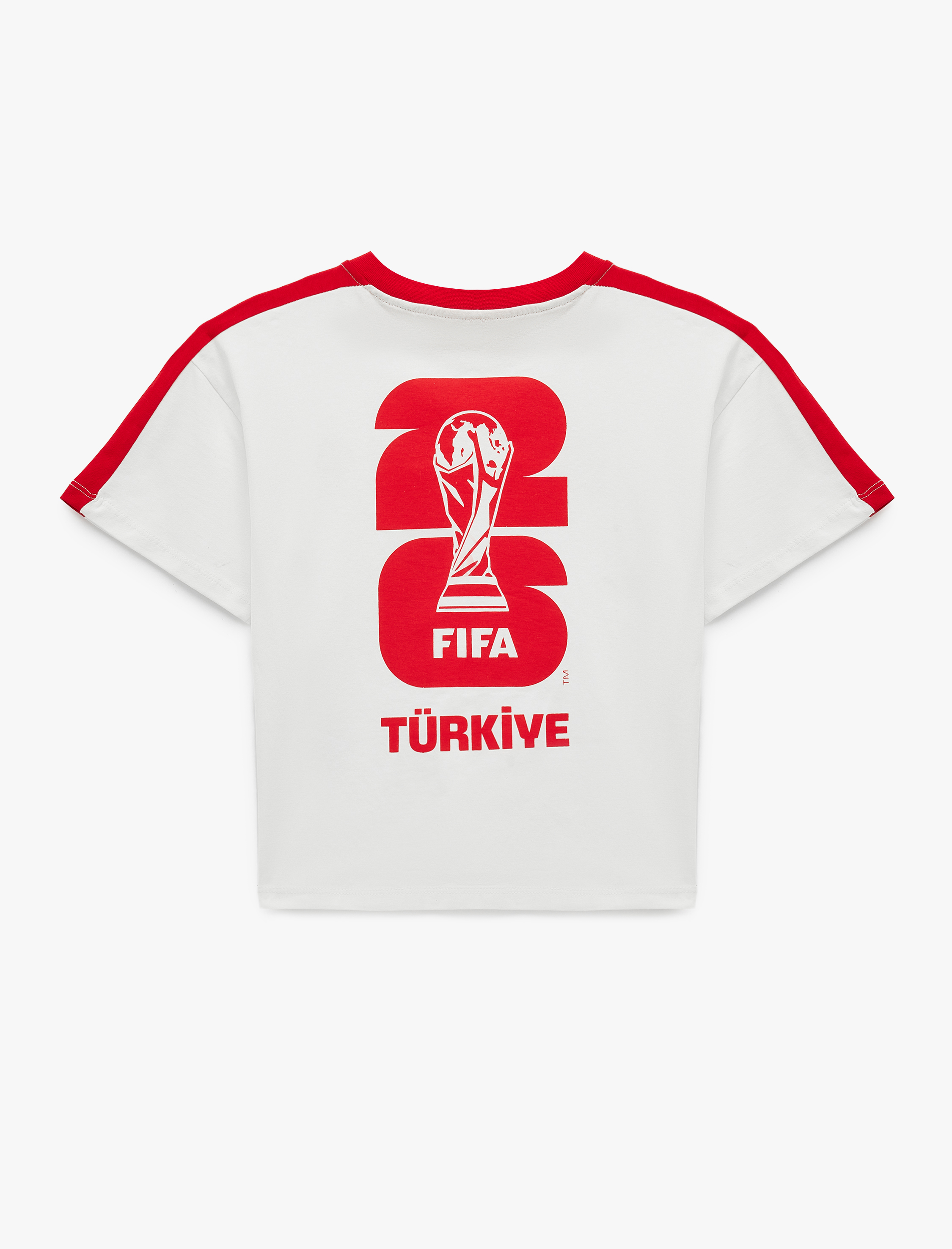  Kız Çocuk V Yaka Renk Bloklu Kısa Kollu 2026 Dünya Kupası Türkiye Baskılı Fifa Lisanslı Tişört