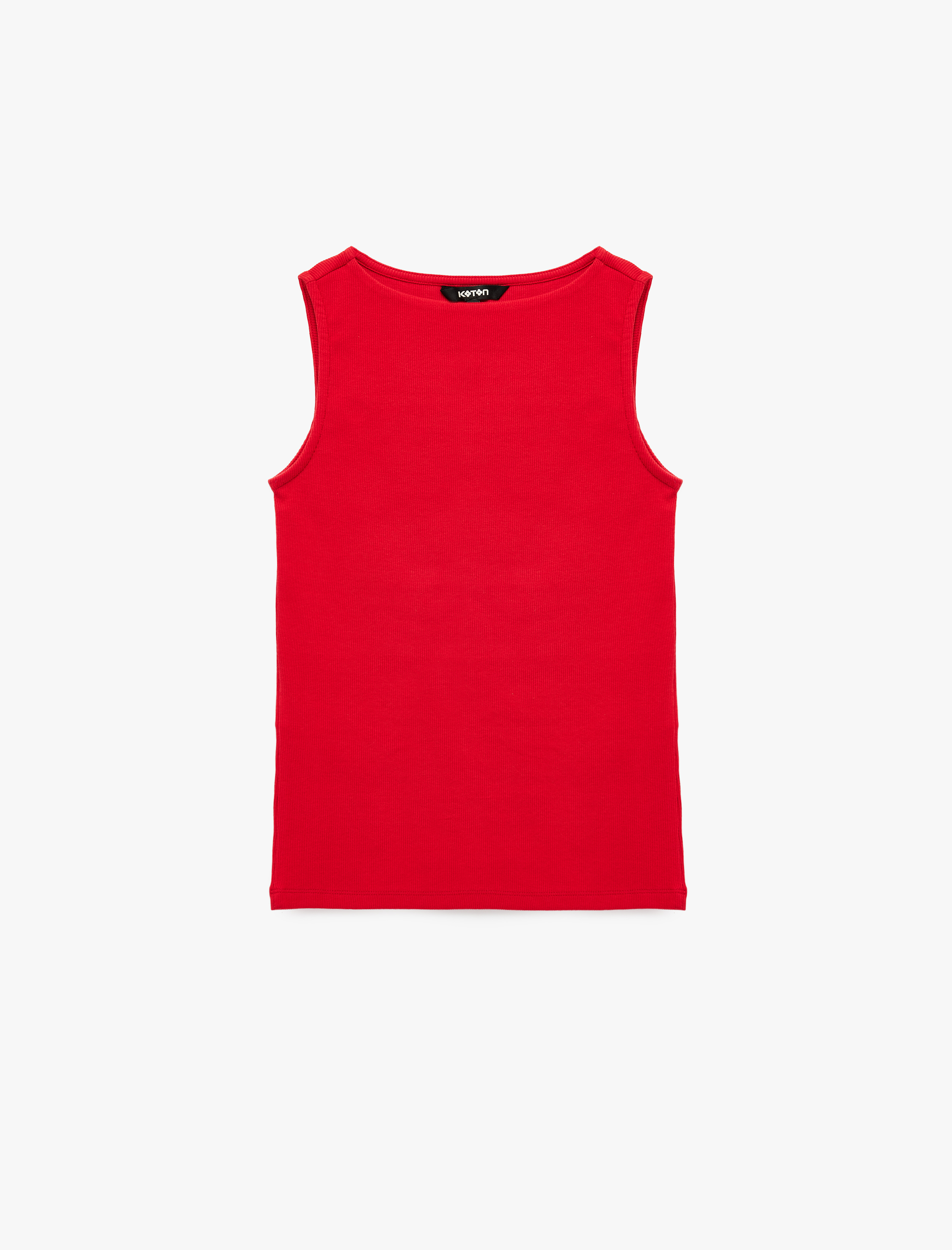   Pamuklu Slim Fit Kolsuz Kayık Yaka Bluz