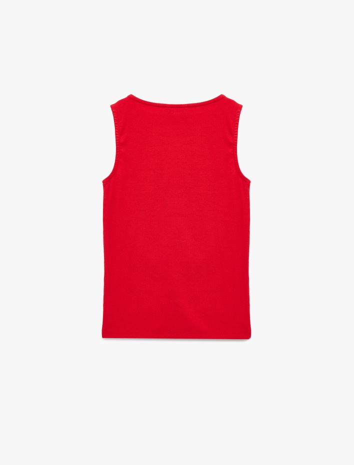  Pamuklu Slim Fit Kolsuz Kayık Yaka Bluz
