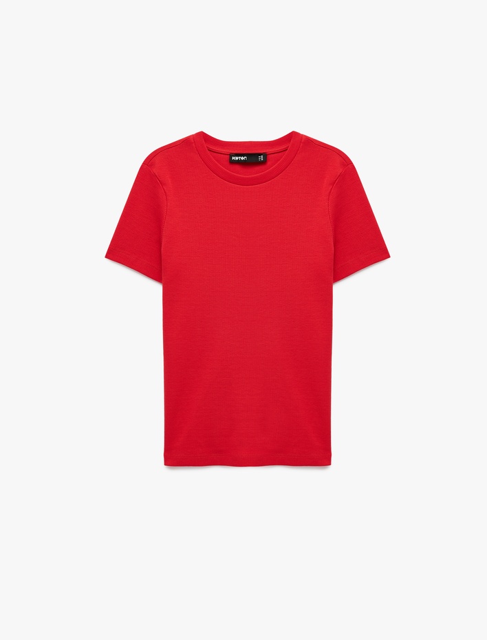  Pamuklu Slim Fit Bisiklet Yaka Kısa Kollu Basic Tişört