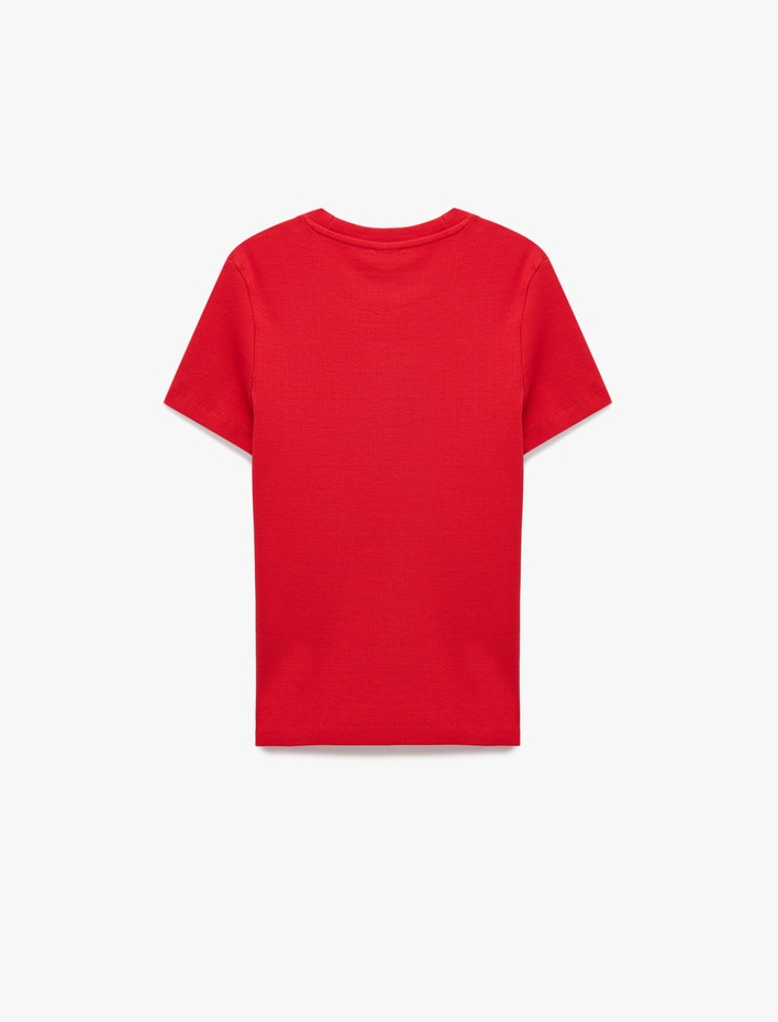  Pamuklu Slim Fit Bisiklet Yaka Kısa Kollu Basic Tişört