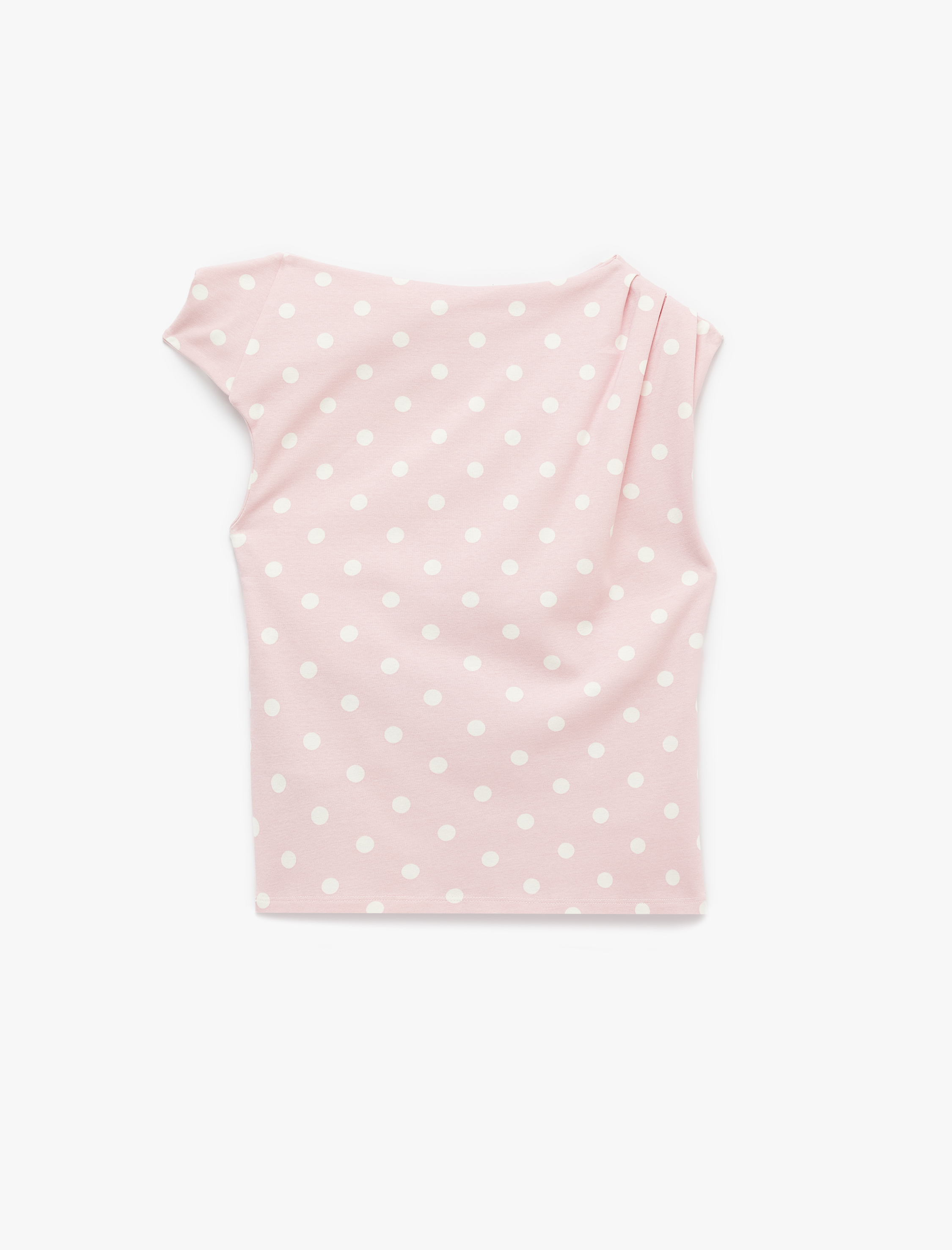   Pamuklu Slim Fit Asimetrik Yaka Kolsuz Puantiyeli Drapeli Bluz