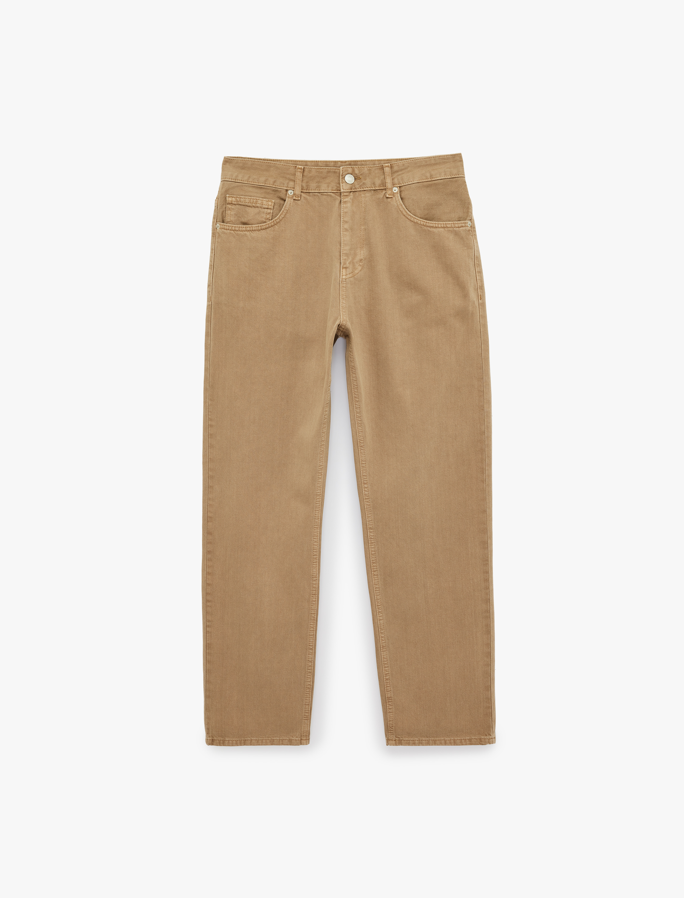   Normal Bel Pamuklu Vintage Straight Fit Jean Pantolon