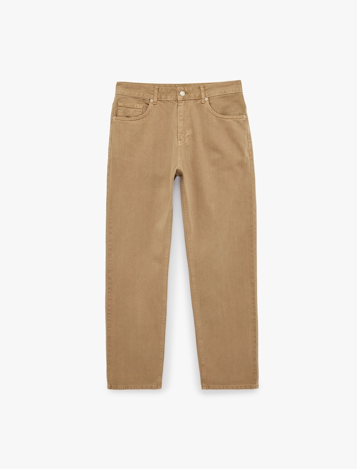 Normal Bel Pamuklu Vintage Straight Fit Jean Pantolon
