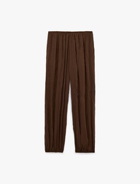 Rahat Kalıp Beli ve Paçası Lastikli Şifon Harem Pantolon